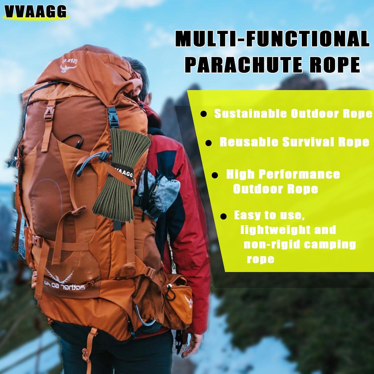imageVVAAGG 1000 White Paracord Rope 100FT 4mm Utility Parachute Cord 12 Strand Nylon Camping Rope Tent Rope Clothsline RopeArmy Green