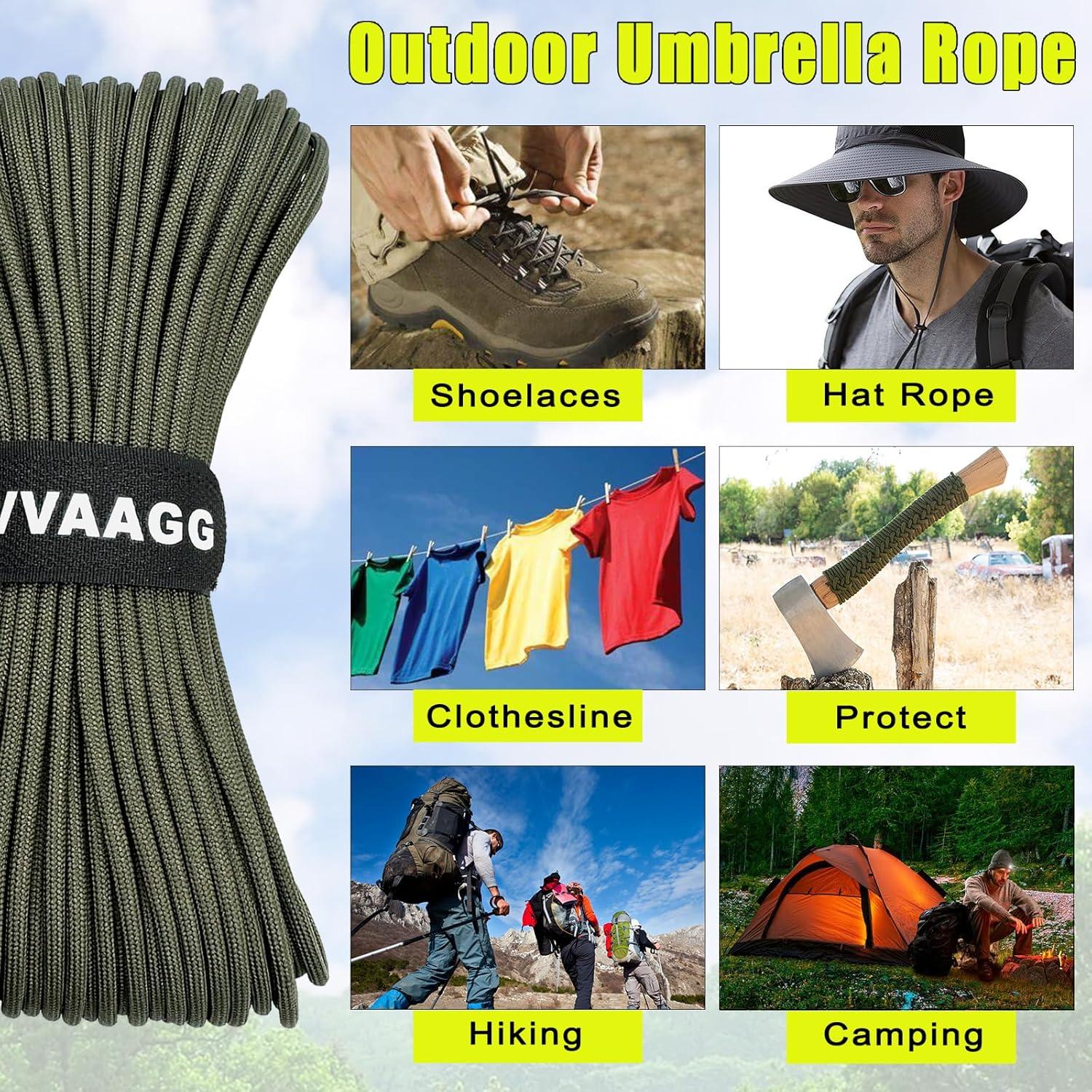 imageVVAAGG 1000 White Paracord Rope 100FT 4mm Utility Parachute Cord 12 Strand Nylon Camping Rope Tent Rope Clothsline RopeArmy Green