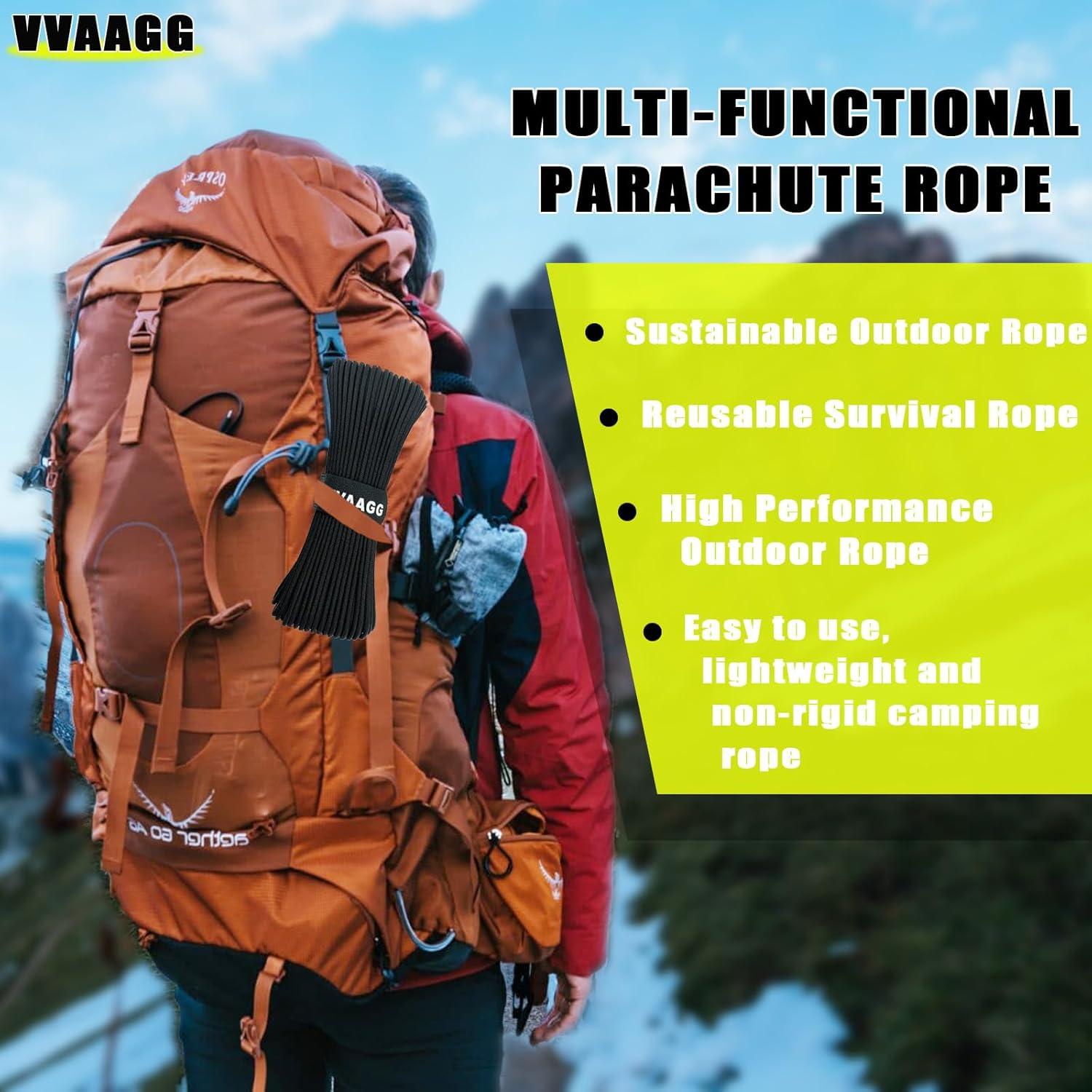 imageVVAAGG 1000 White Paracord Rope 100FT 4mm Utility Parachute Cord 12 Strand Nylon Camping Rope Tent Rope Clothsline RopeBL