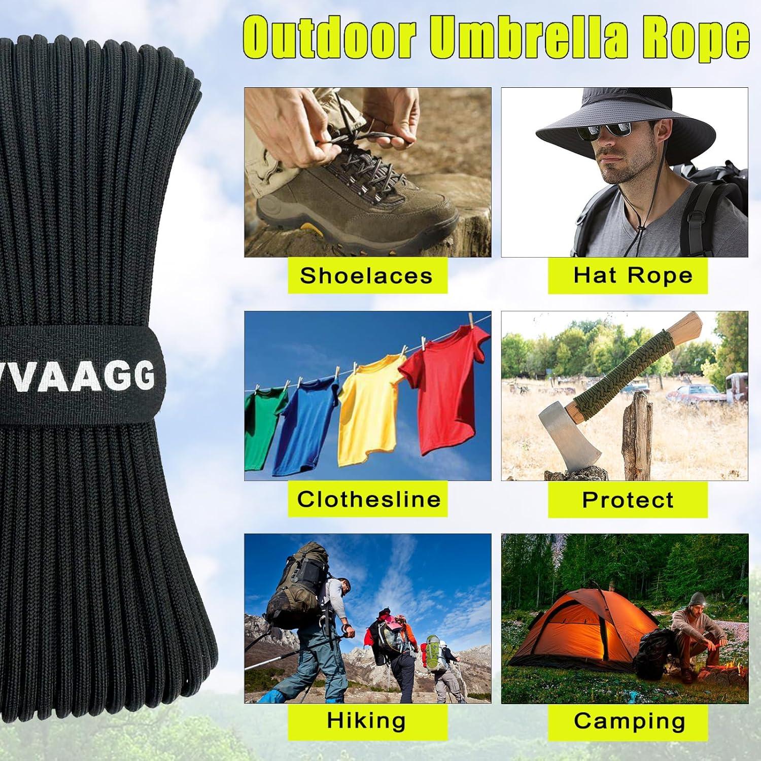 imageVVAAGG 1000 White Paracord Rope 100FT 4mm Utility Parachute Cord 12 Strand Nylon Camping Rope Tent Rope Clothsline RopeBL