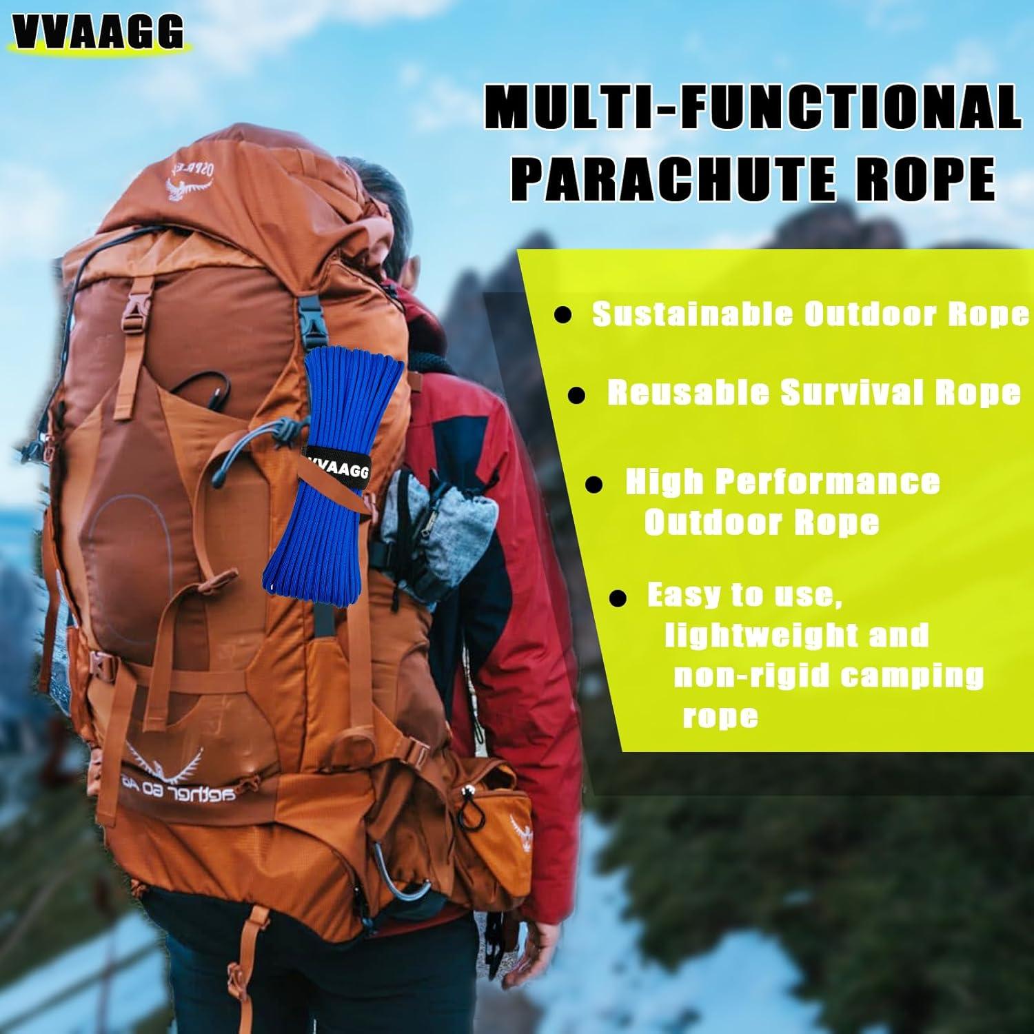 imageVVAAGG 1000 White Paracord Rope 100FT 4mm Utility Parachute Cord 12 Strand Nylon Camping Rope Tent Rope Clothsline RopeBlue