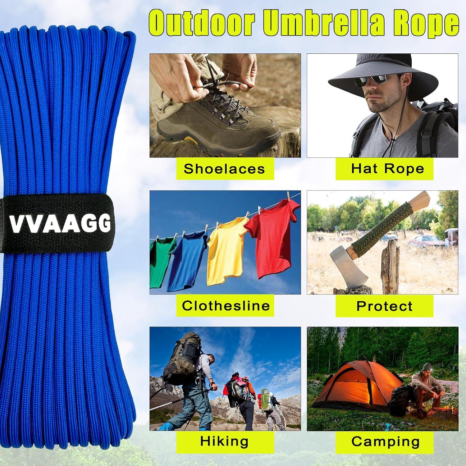 imageVVAAGG 1000 White Paracord Rope 100FT 4mm Utility Parachute Cord 12 Strand Nylon Camping Rope Tent Rope Clothsline RopeBlue
