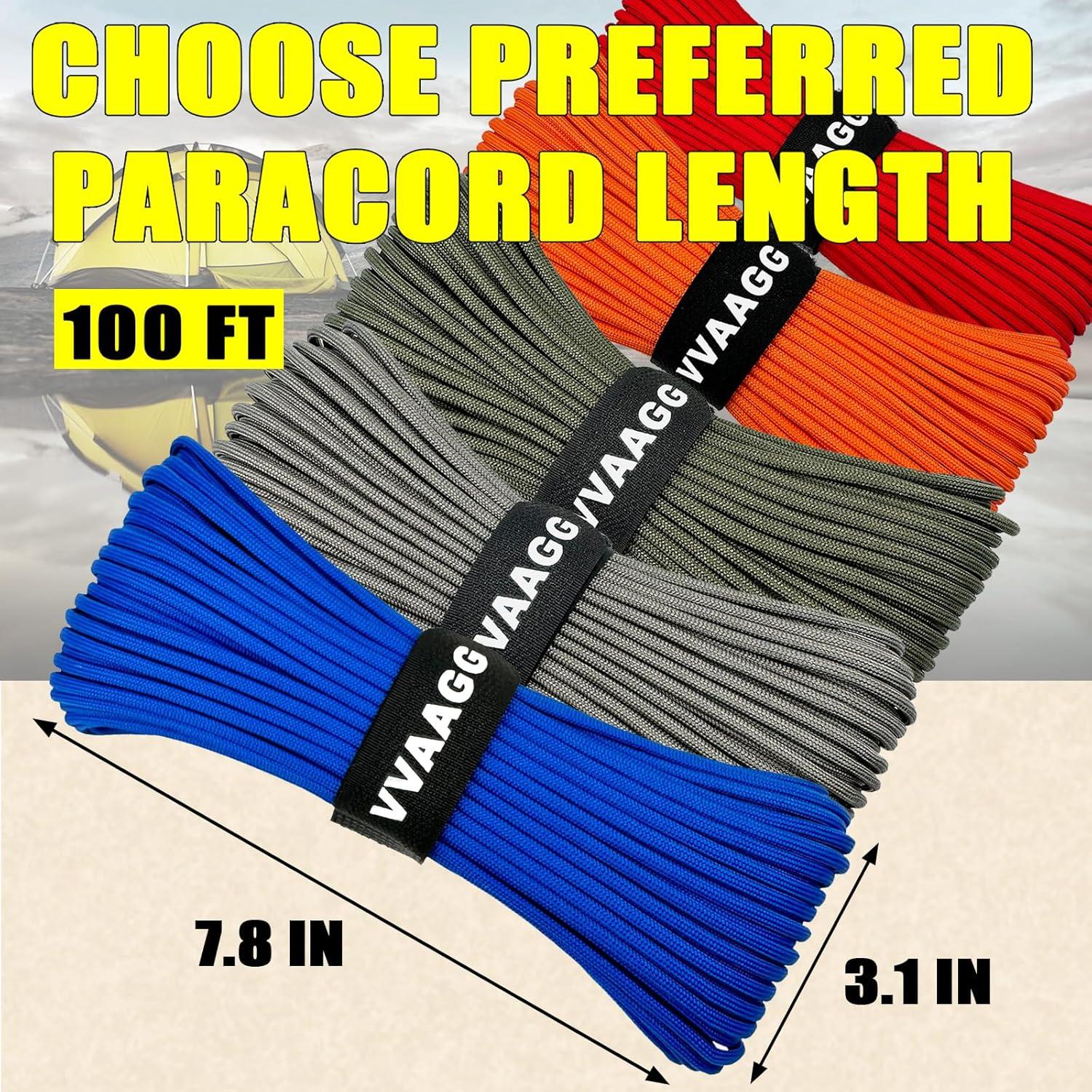 imageVVAAGG 1000 White Paracord Rope 100FT 4mm Utility Parachute Cord 12 Strand Nylon Camping Rope Tent Rope Clothsline RopeBlue