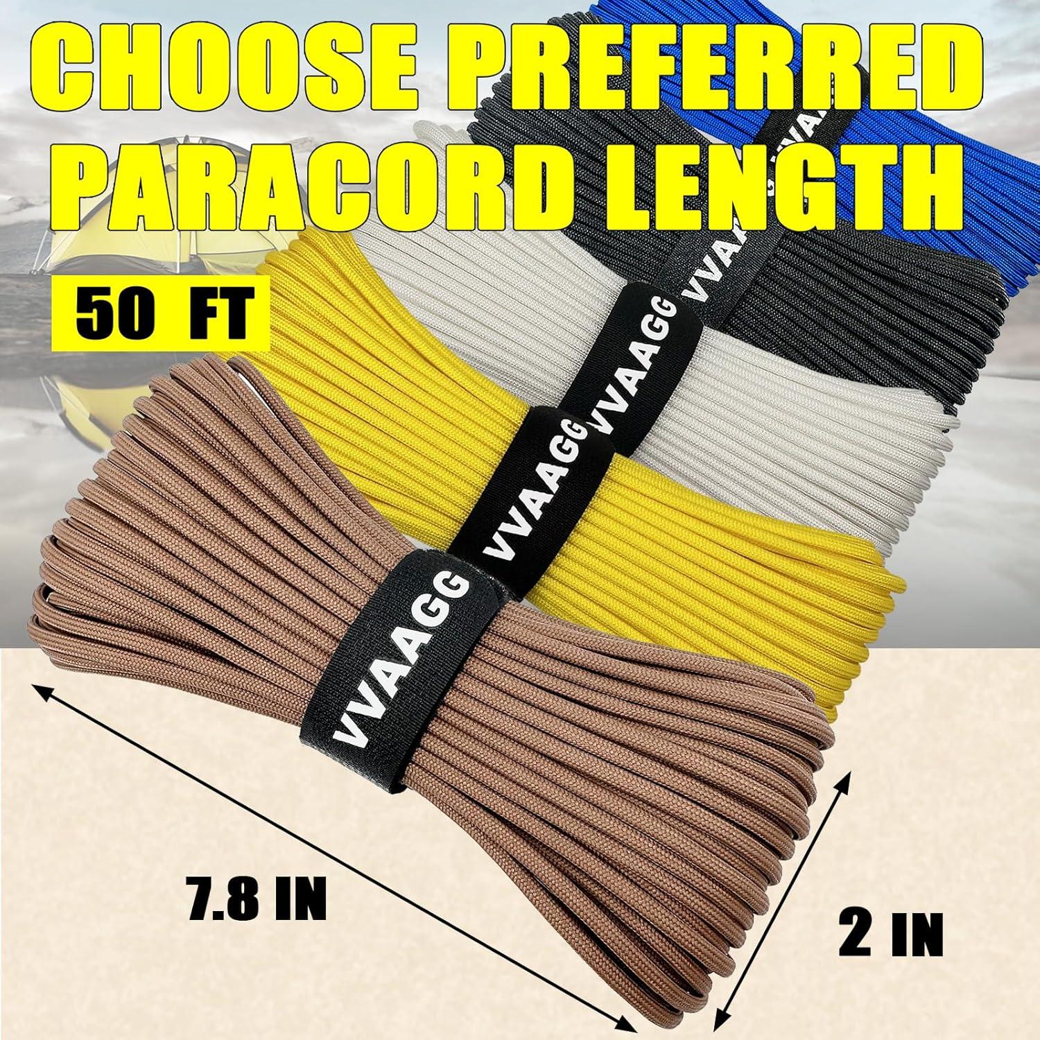 imageVVAAGG 1000 White Paracord Rope 100FT 4mm Utility Parachute Cord 12 Strand Nylon Camping Rope Tent Rope Clothsline RopeBrown