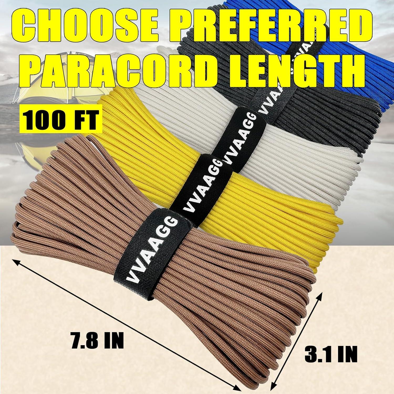 imageVVAAGG 1000 White Paracord Rope 100FT 4mm Utility Parachute Cord 12 Strand Nylon Camping Rope Tent Rope Clothsline RopeBrown