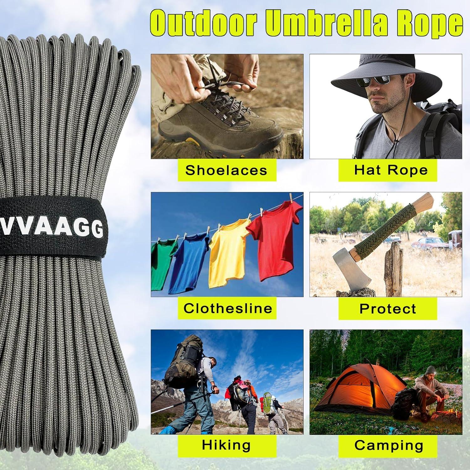imageVVAAGG 1000 White Paracord Rope 100FT 4mm Utility Parachute Cord 12 Strand Nylon Camping Rope Tent Rope Clothsline RopeGray