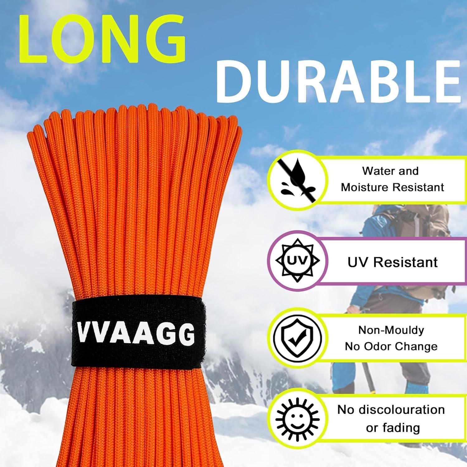imageVVAAGG 1000 White Paracord Rope 100FT 4mm Utility Parachute Cord 12 Strand Nylon Camping Rope Tent Rope Clothsline RopeOrange