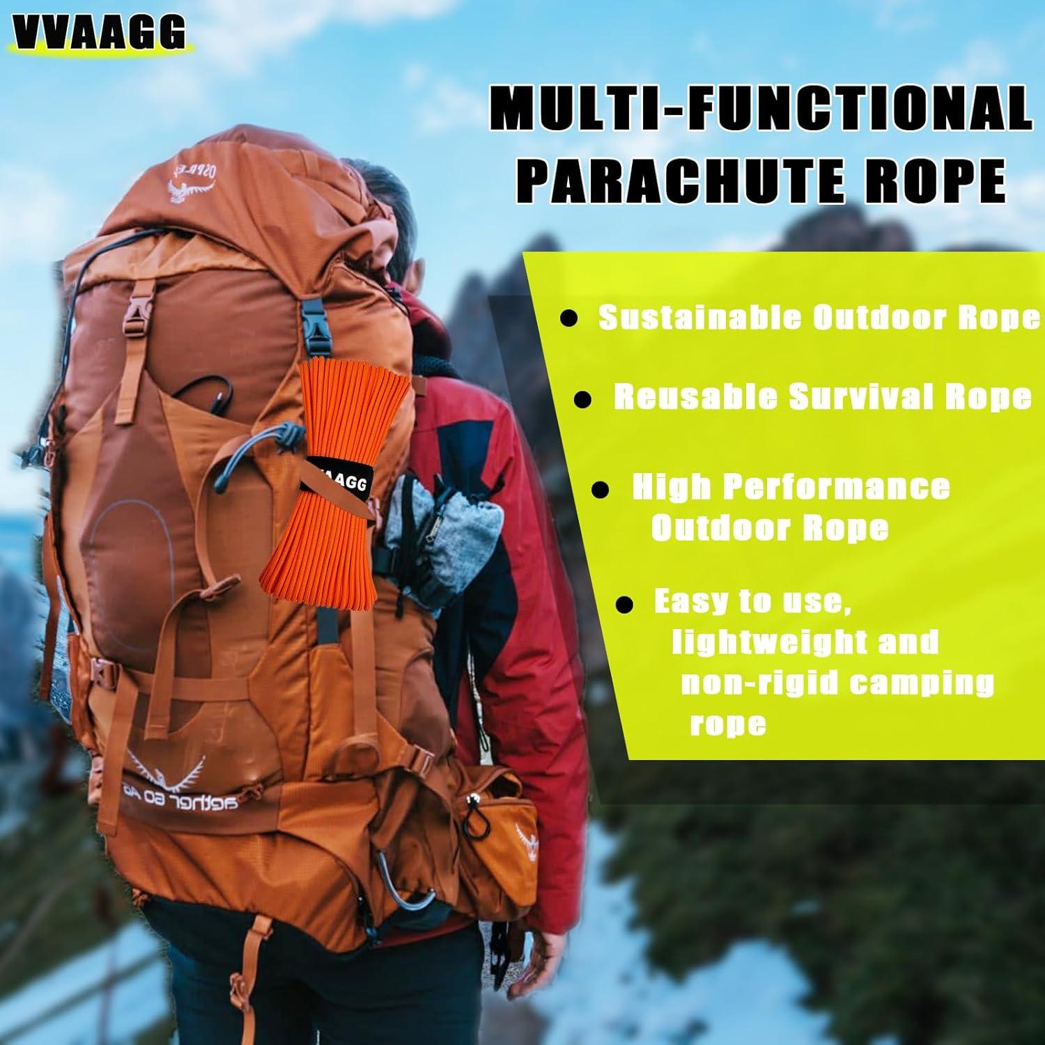 imageVVAAGG 1000 White Paracord Rope 100FT 4mm Utility Parachute Cord 12 Strand Nylon Camping Rope Tent Rope Clothsline RopeOrange