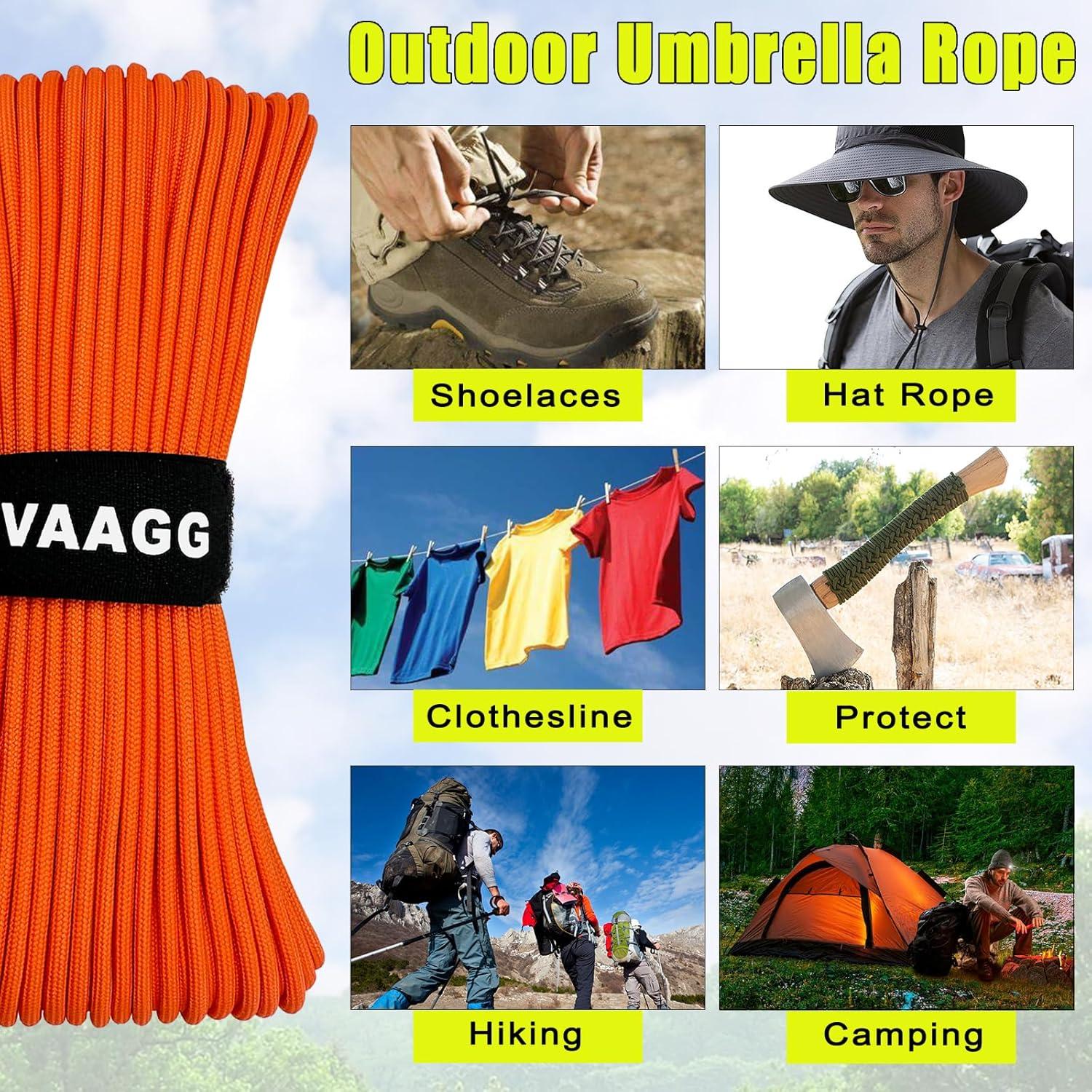 imageVVAAGG 1000 White Paracord Rope 100FT 4mm Utility Parachute Cord 12 Strand Nylon Camping Rope Tent Rope Clothsline RopeOrange