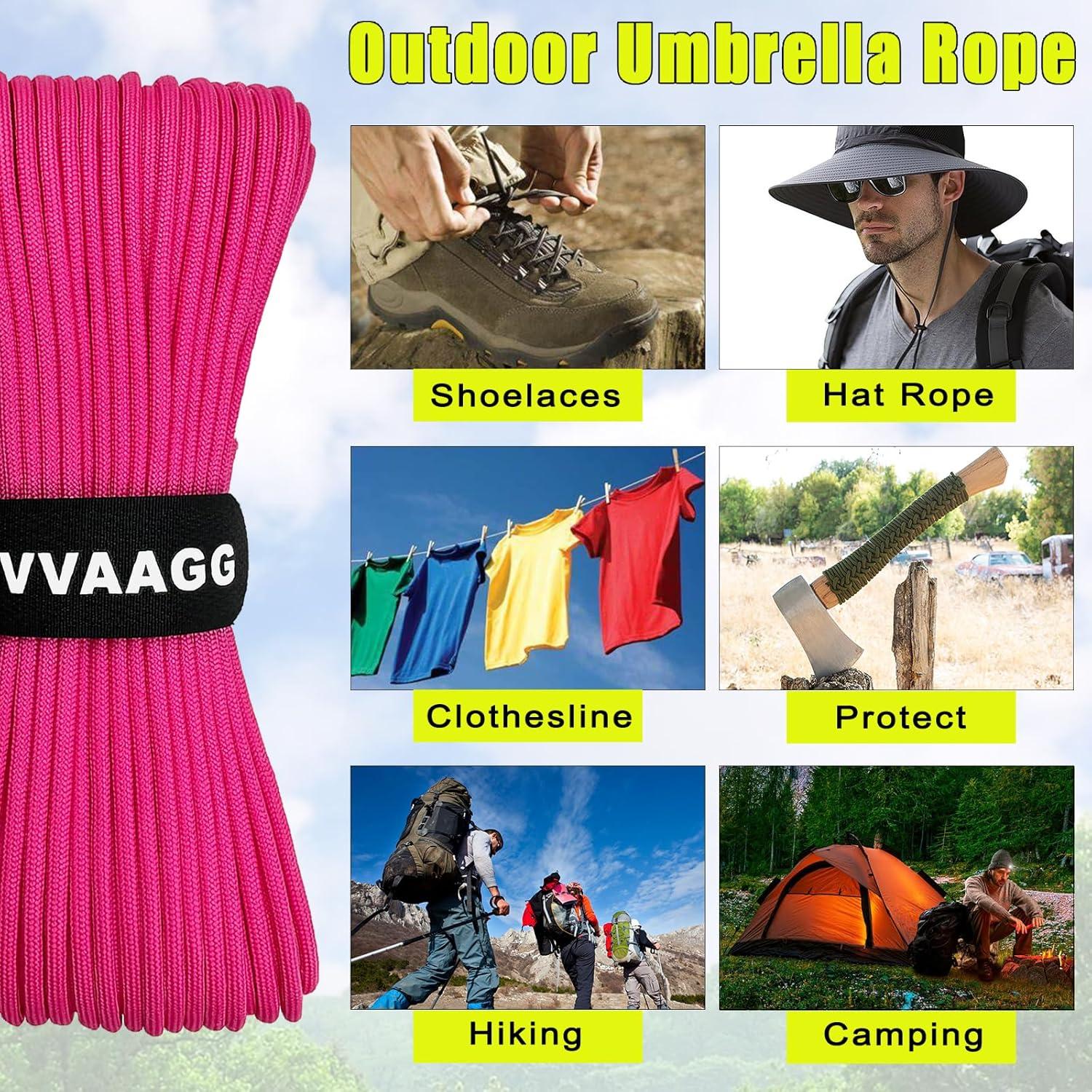 imageVVAAGG 1000 White Paracord Rope 100FT 4mm Utility Parachute Cord 12 Strand Nylon Camping Rope Tent Rope Clothsline RopePink