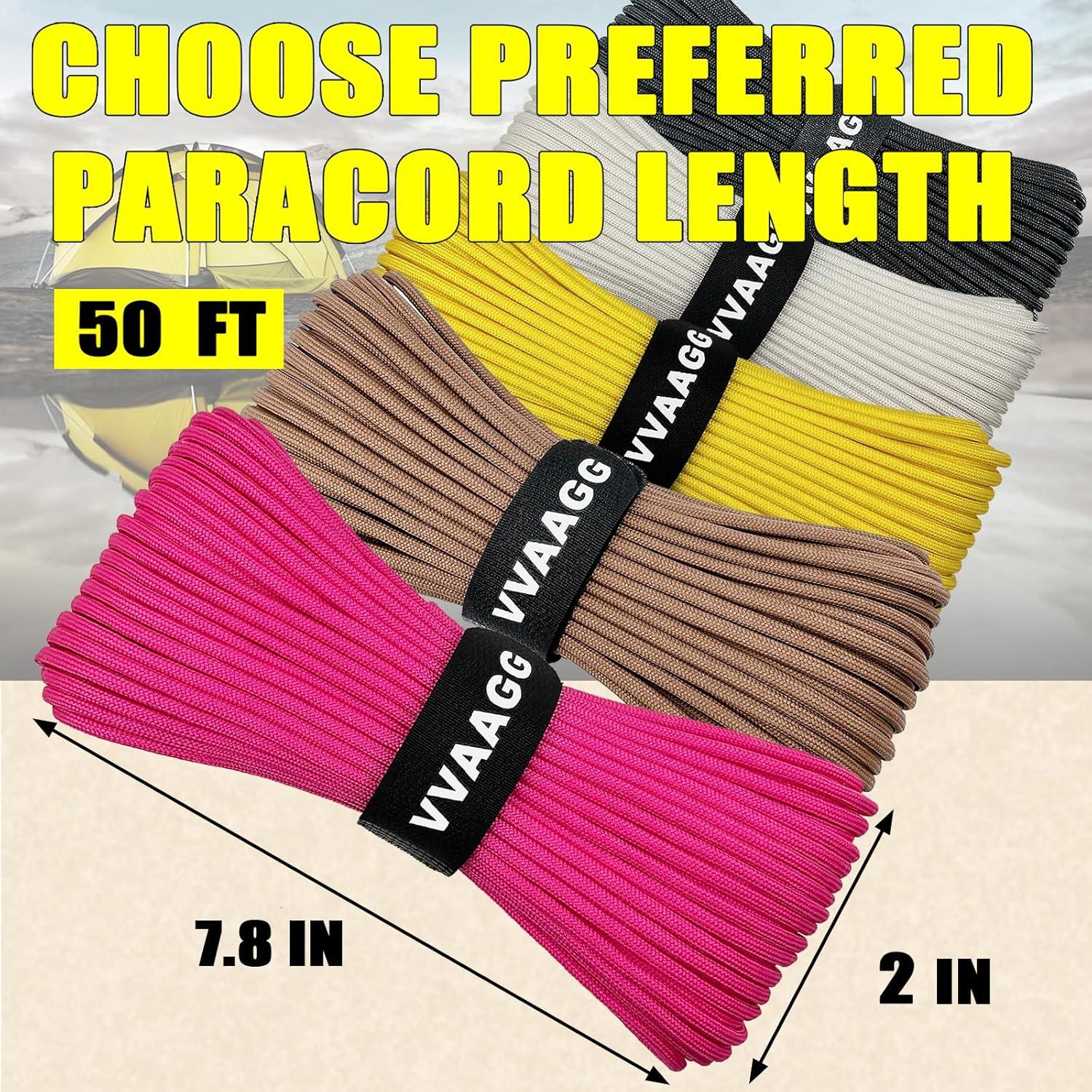 imageVVAAGG 1000 White Paracord Rope 100FT 4mm Utility Parachute Cord 12 Strand Nylon Camping Rope Tent Rope Clothsline RopePink