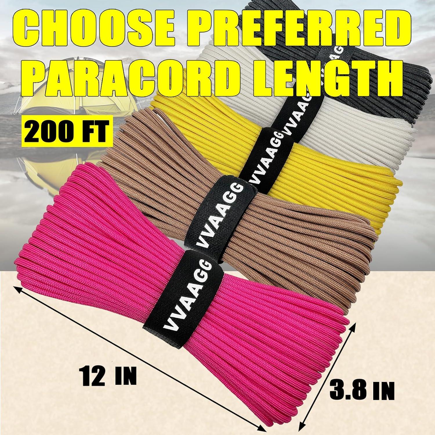 imageVVAAGG 1000 White Paracord Rope 100FT 4mm Utility Parachute Cord 12 Strand Nylon Camping Rope Tent Rope Clothsline RopePink