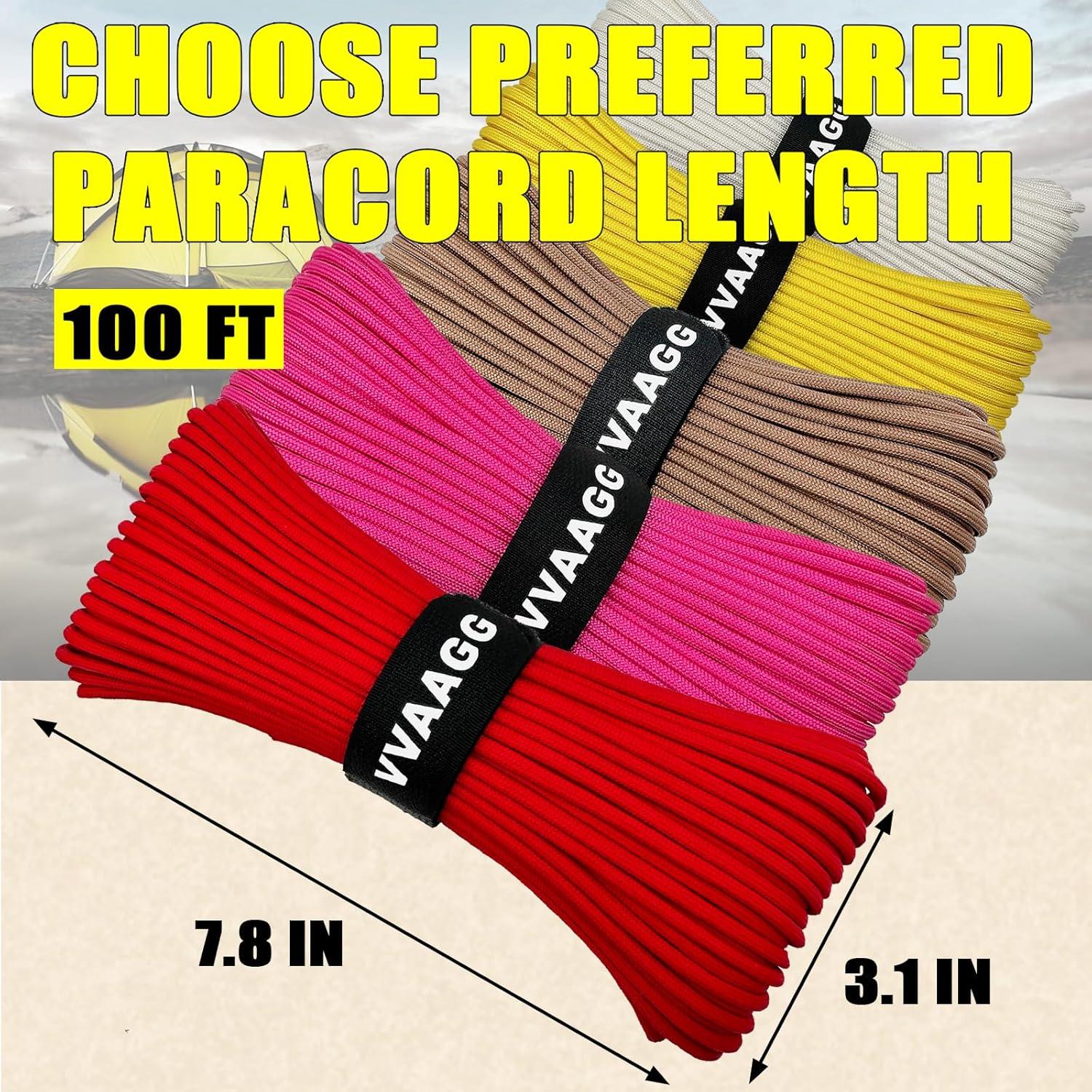 imageVVAAGG 1000 White Paracord Rope 100FT 4mm Utility Parachute Cord 12 Strand Nylon Camping Rope Tent Rope Clothsline RopeRed