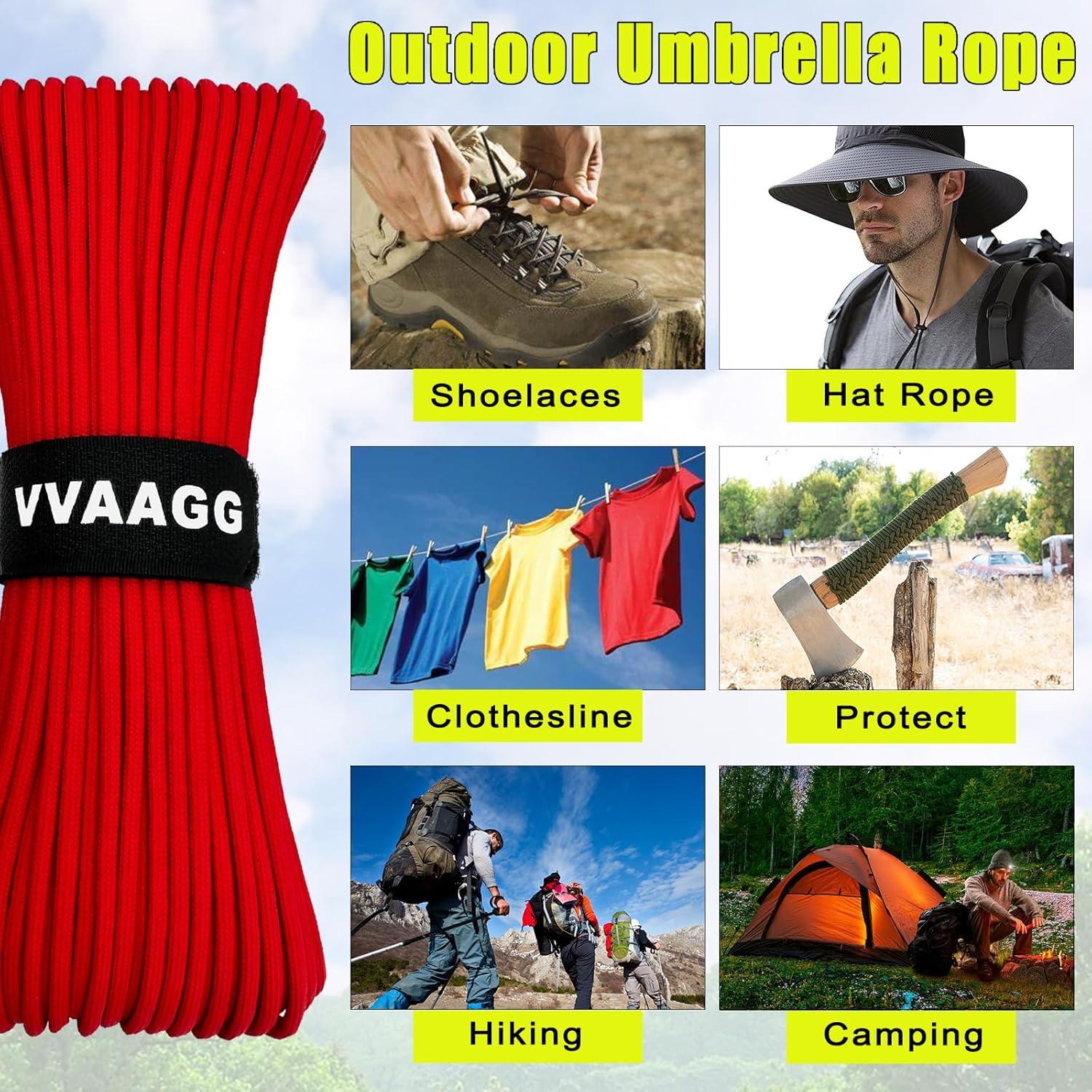 imageVVAAGG 1000 White Paracord Rope 100FT 4mm Utility Parachute Cord 12 Strand Nylon Camping Rope Tent Rope Clothsline RopeRed