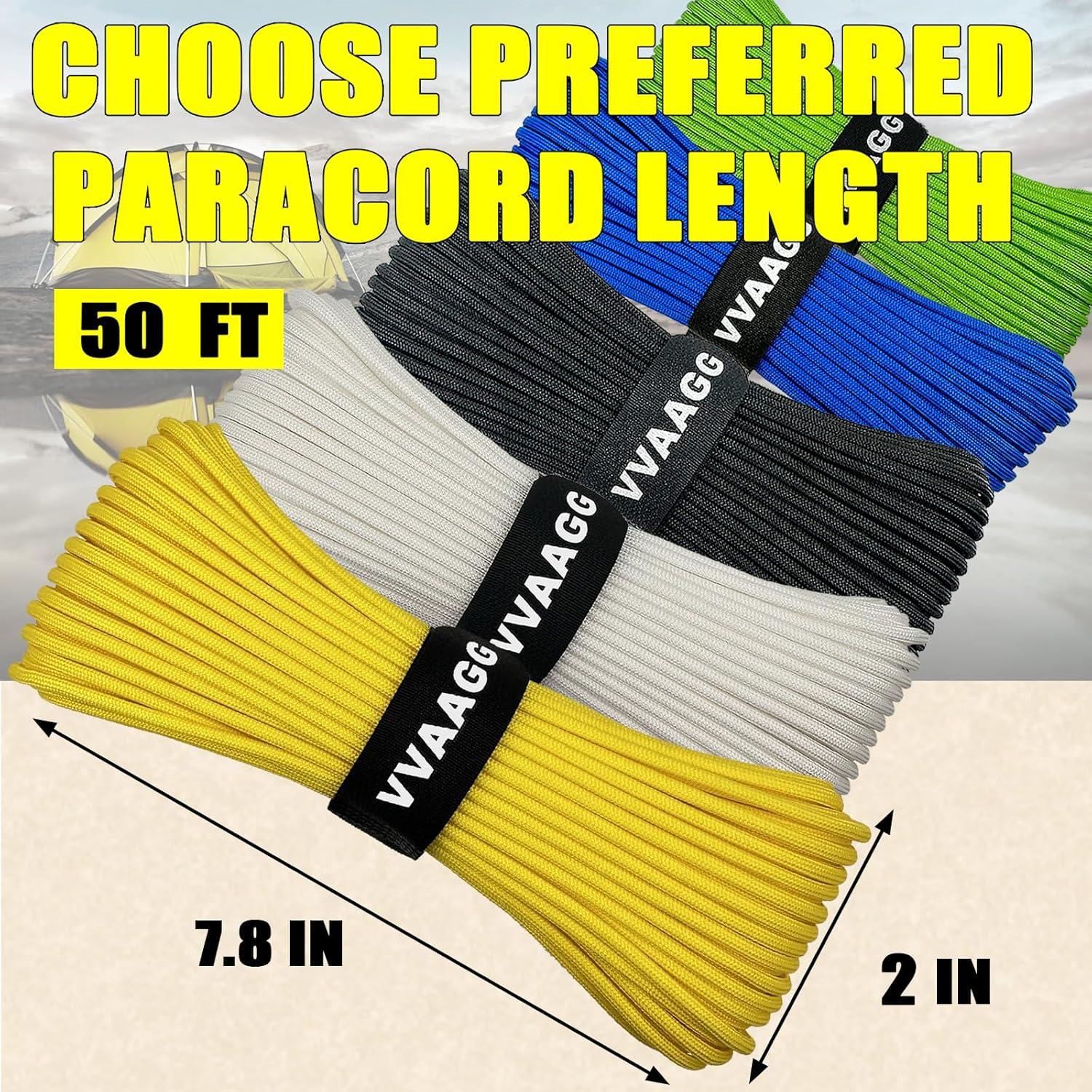 imageVVAAGG 1000 White Paracord Rope 100FT 4mm Utility Parachute Cord 12 Strand Nylon Camping Rope Tent Rope Clothsline RopeYellow
