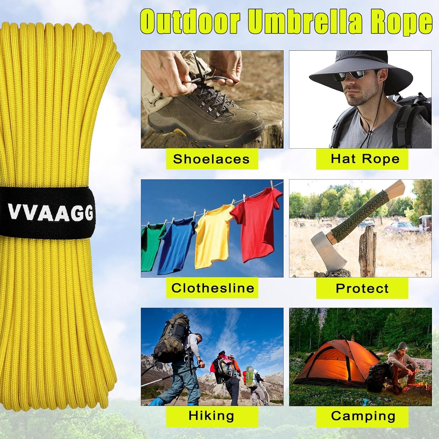 imageVVAAGG 1000 White Paracord Rope 100FT 4mm Utility Parachute Cord 12 Strand Nylon Camping Rope Tent Rope Clothsline RopeYellow