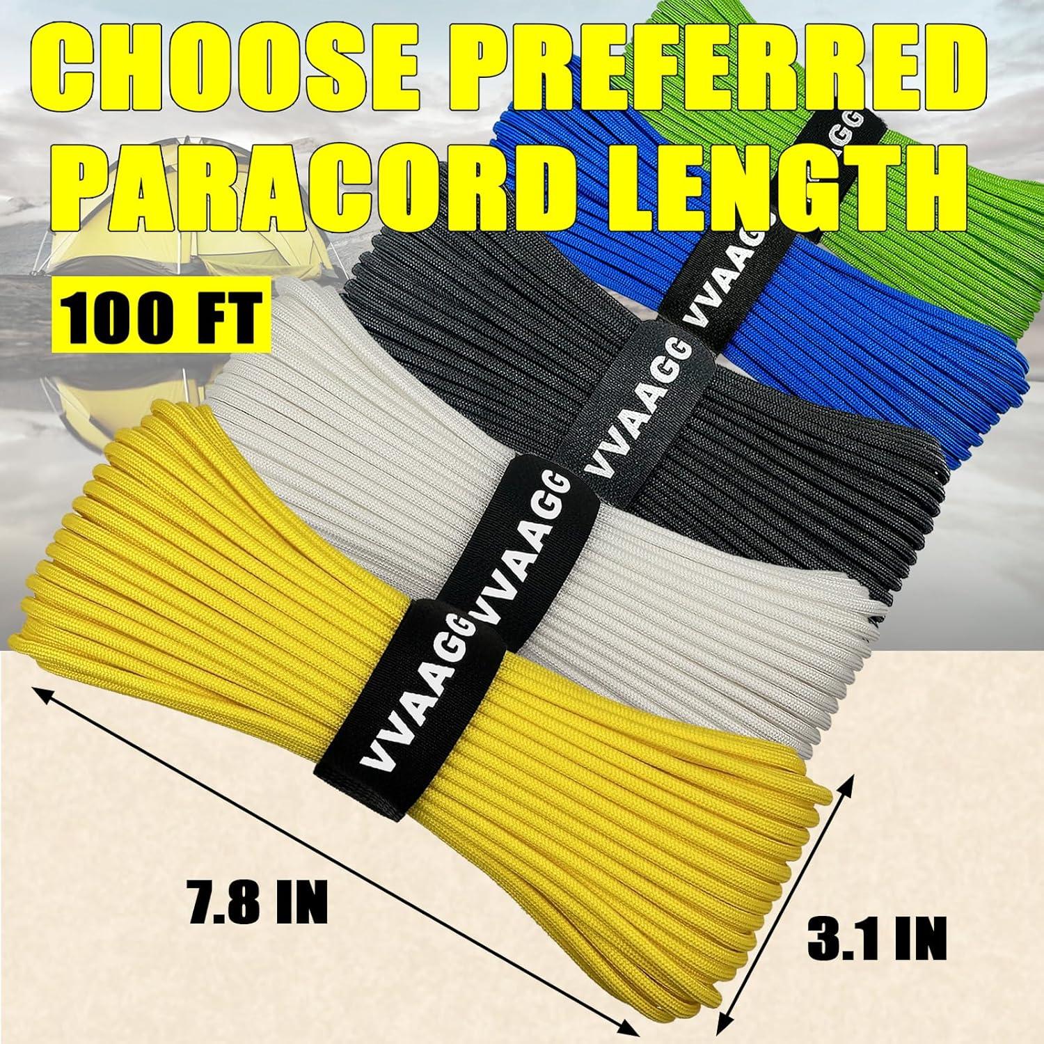 imageVVAAGG 1000 White Paracord Rope 100FT 4mm Utility Parachute Cord 12 Strand Nylon Camping Rope Tent Rope Clothsline RopeYellow
