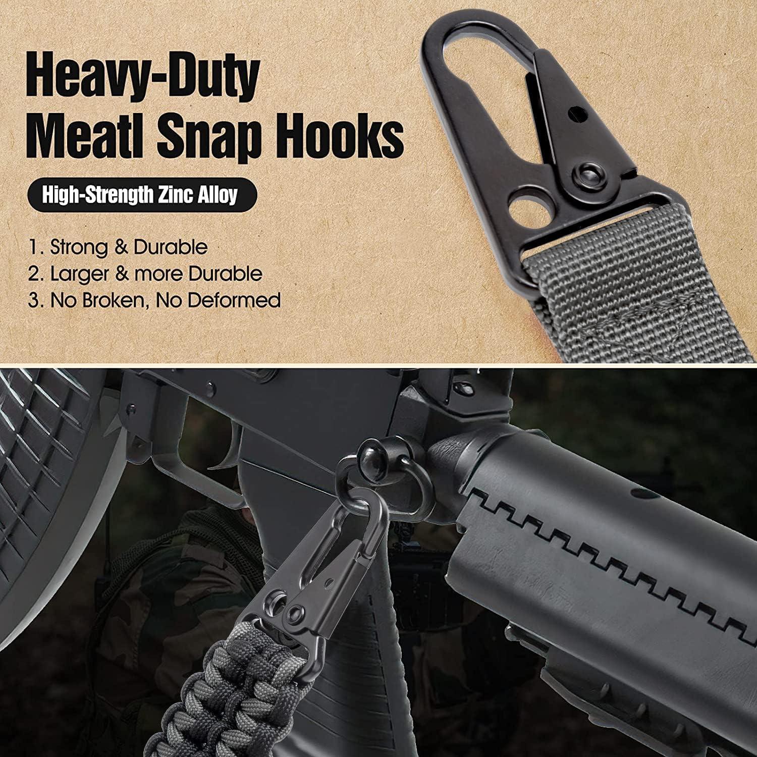 imageVVAAGG 2 Point QD Sling Adjustable 550 Paracord Sling with Metal Hook and QD Sling Swivels for HuntingBlackGray