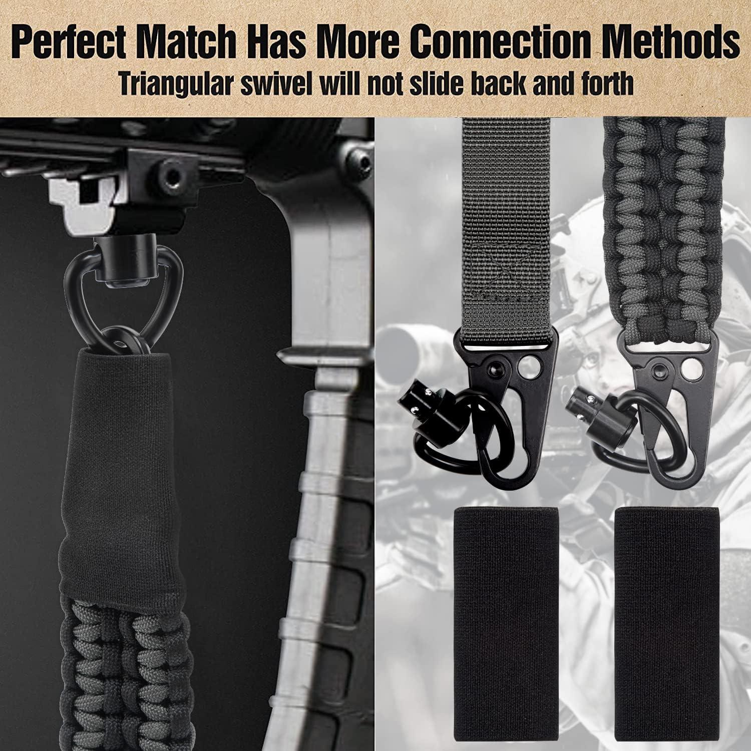 imageVVAAGG 2 Point QD Sling Adjustable 550 Paracord Sling with Metal Hook and QD Sling Swivels for HuntingBlackGray