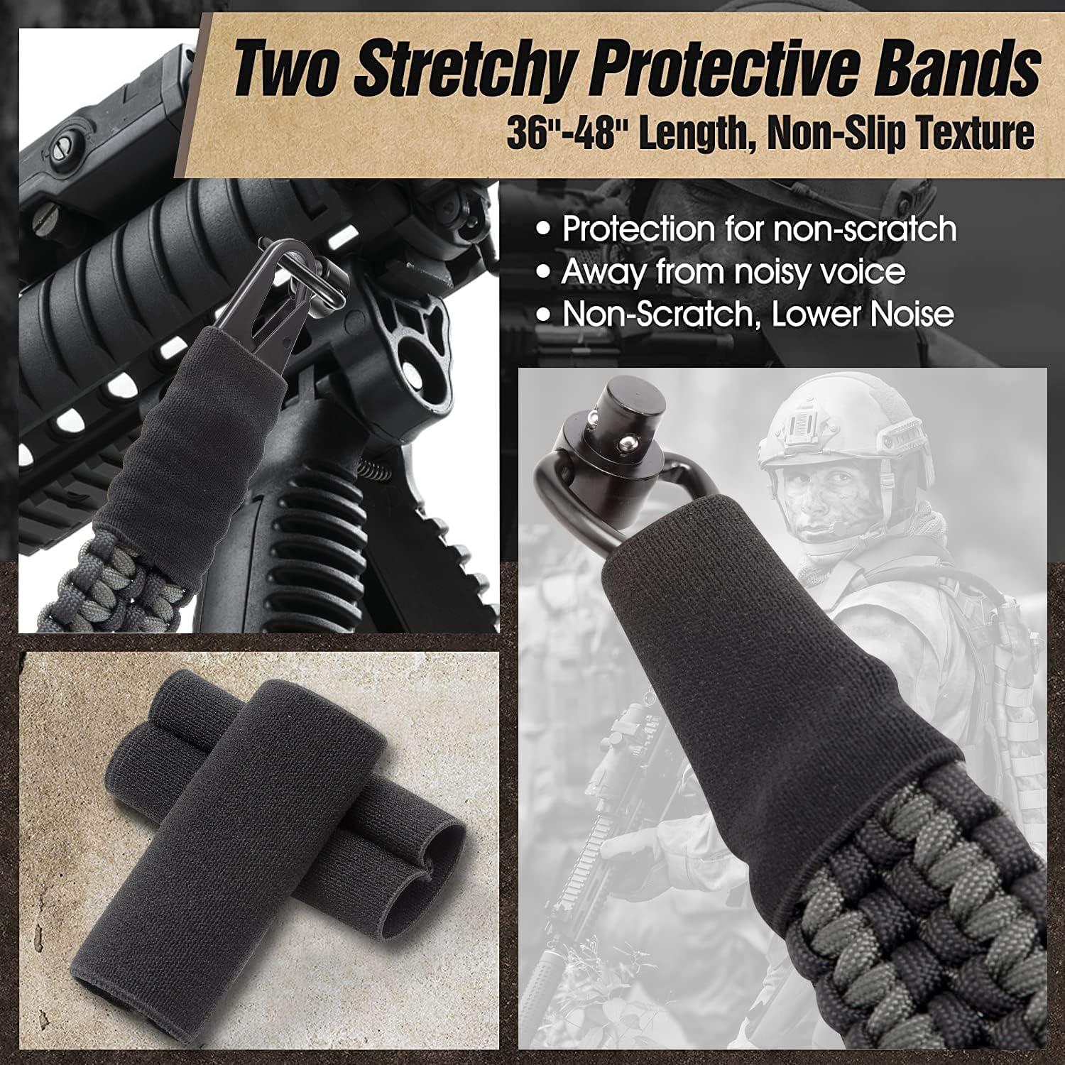 imageVVAAGG 2 Point QD Sling Adjustable 550 Paracord Sling with Metal Hook and QD Sling Swivels for HuntingBlackGray