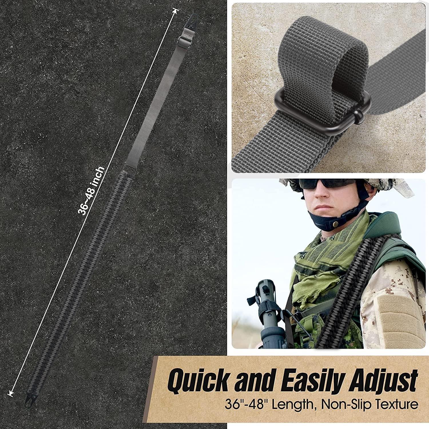 imageVVAAGG 2 Point QD Sling Adjustable 550 Paracord Sling with Metal Hook and QD Sling Swivels for HuntingBlackGray