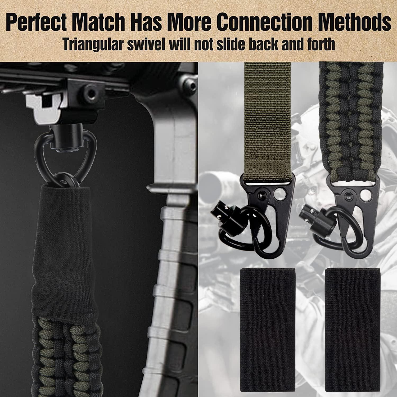 imageVVAAGG 2 Point QD Sling Adjustable 550 Paracord Sling with Metal Hook and QD Sling Swivels for HuntingBlackGreen