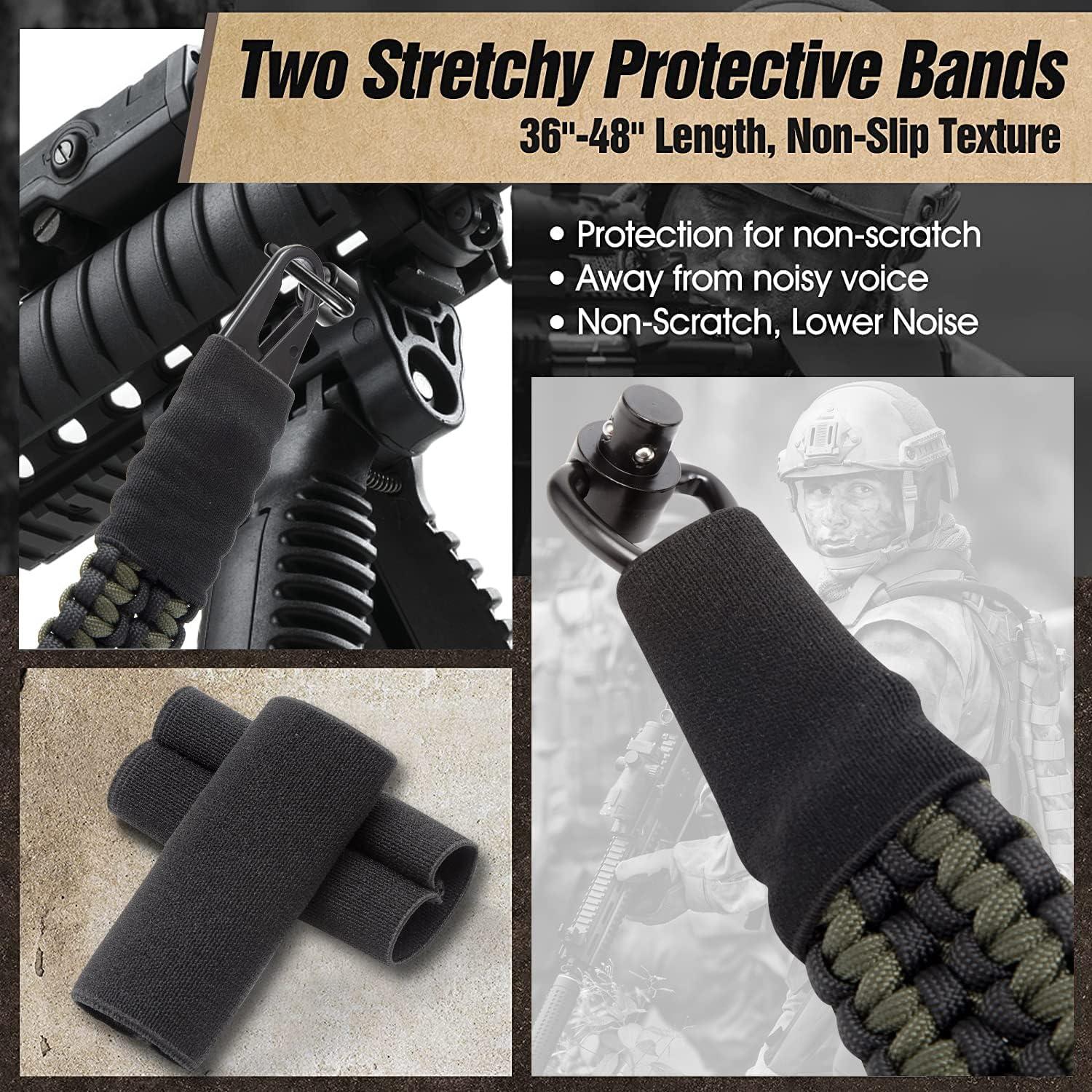 imageVVAAGG 2 Point QD Sling Adjustable 550 Paracord Sling with Metal Hook and QD Sling Swivels for HuntingBlackGreen
