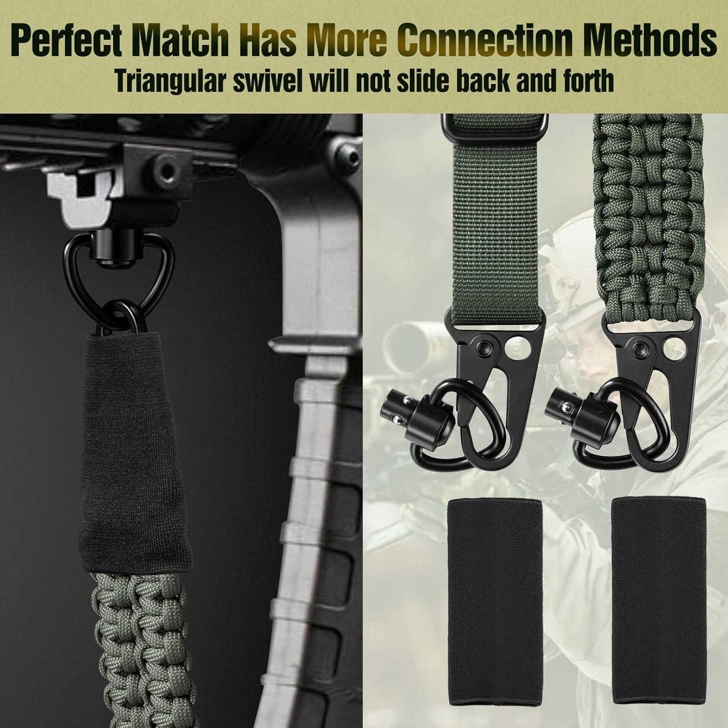 imageVVAAGG 2 Point QD Sling Adjustable 550 Paracord Sling with Metal Hook and QD Sling Swivels for HuntingGreen