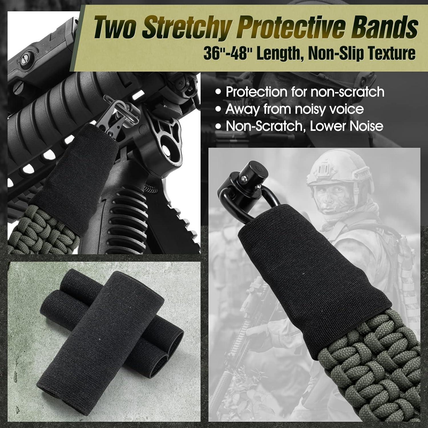 imageVVAAGG 2 Point QD Sling Adjustable 550 Paracord Sling with Metal Hook and QD Sling Swivels for HuntingGreen