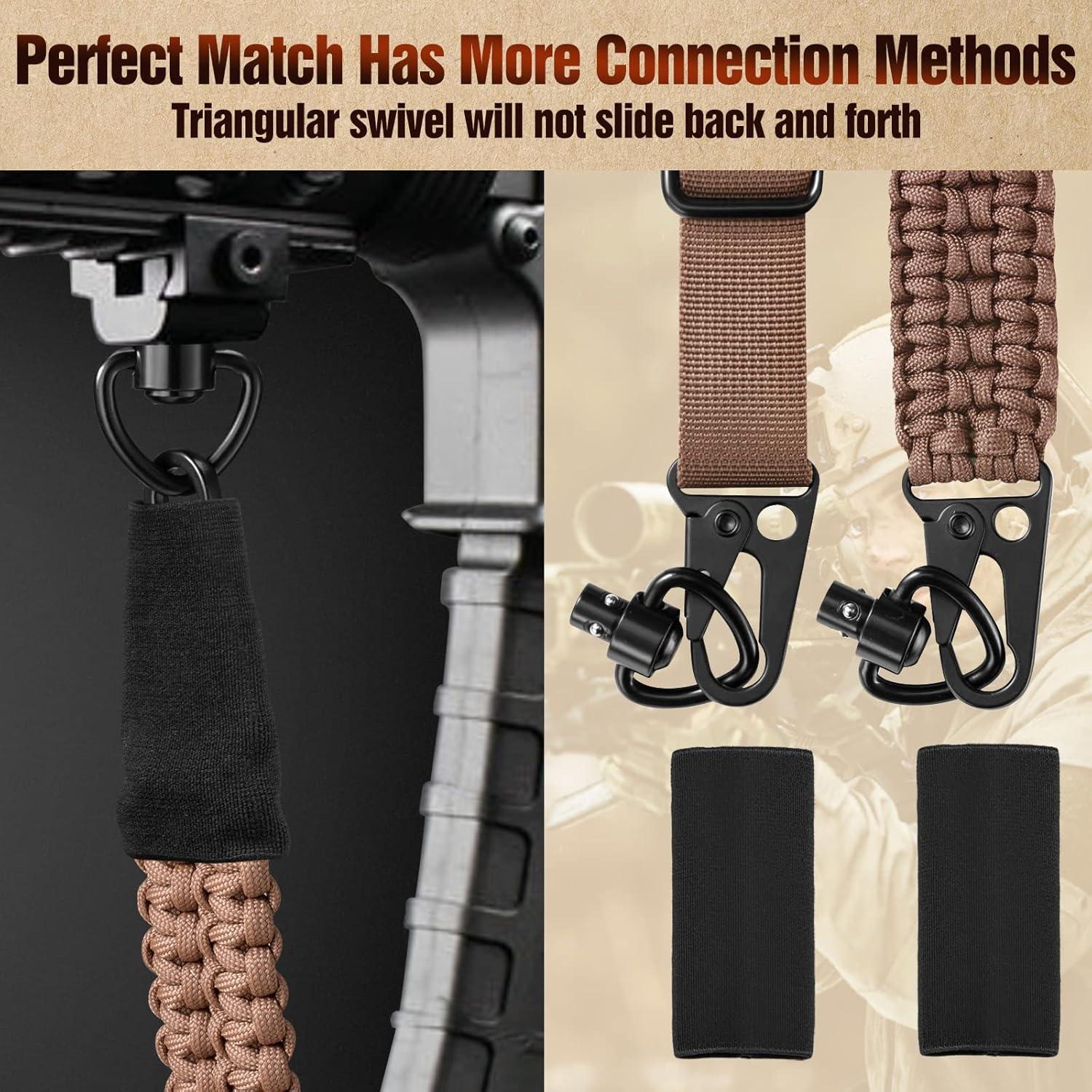 imageVVAAGG 2 Point QD Sling Adjustable 550 Paracord Sling with Metal Hook and QD Sling Swivels for HuntingTan