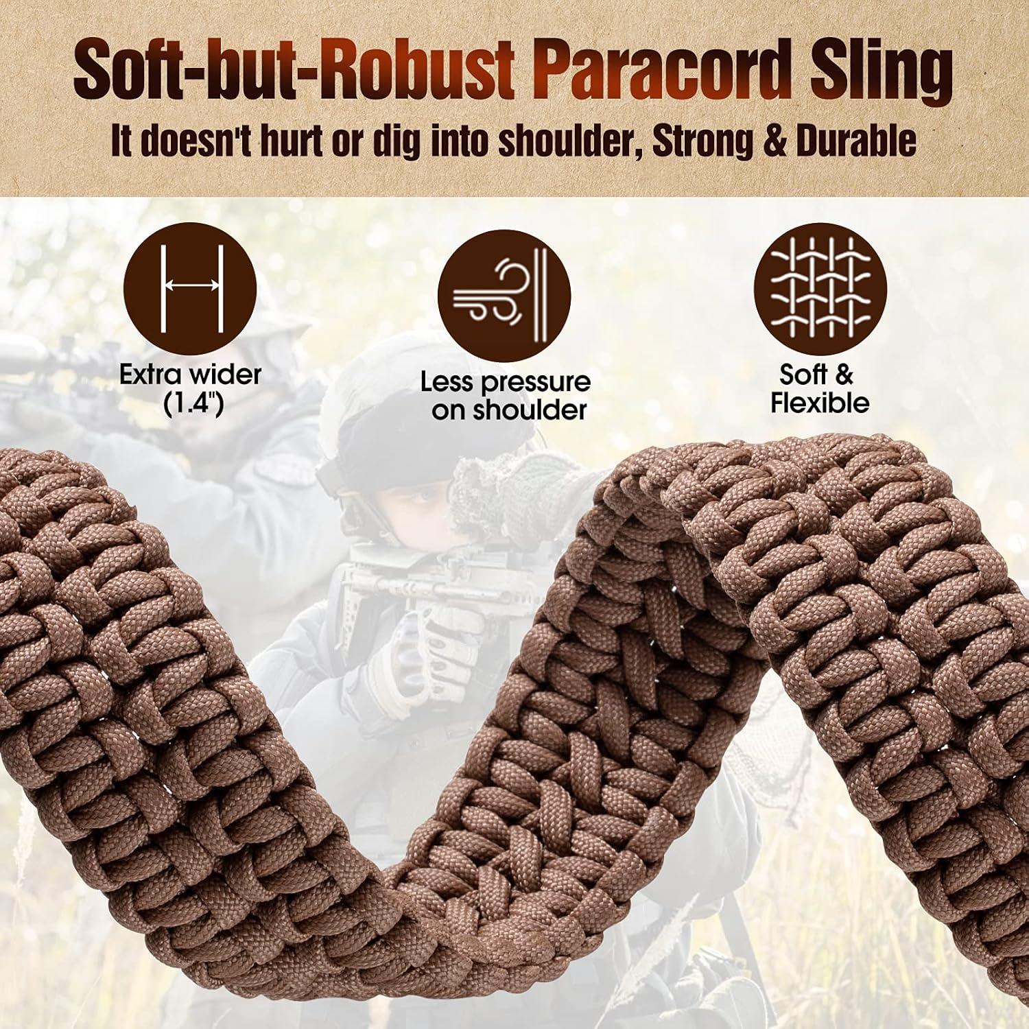 imageVVAAGG 2 Point QD Sling Adjustable 550 Paracord Sling with Metal Hook and QD Sling Swivels for HuntingTan