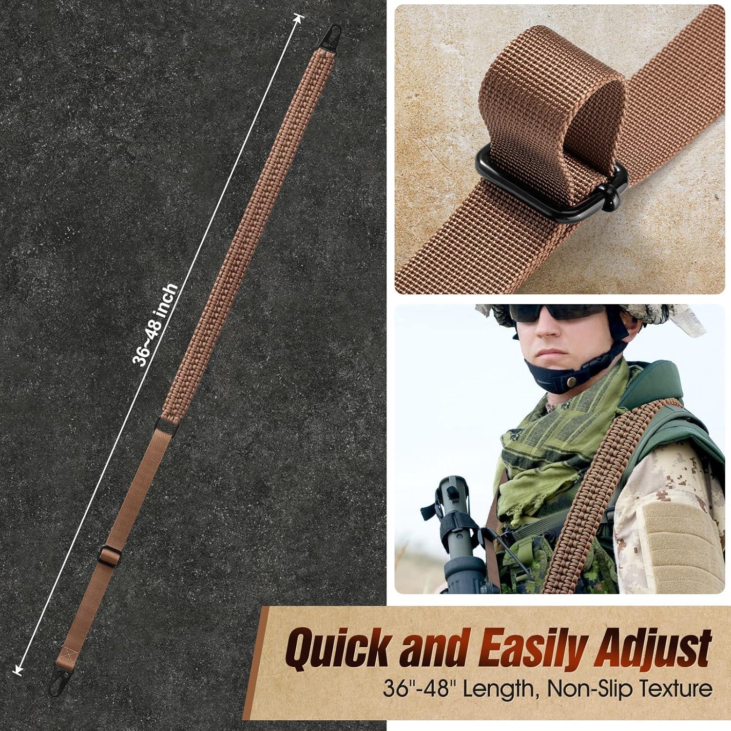 imageVVAAGG 2 Point QD Sling Adjustable 550 Paracord Sling with Metal Hook and QD Sling Swivels for HuntingTan