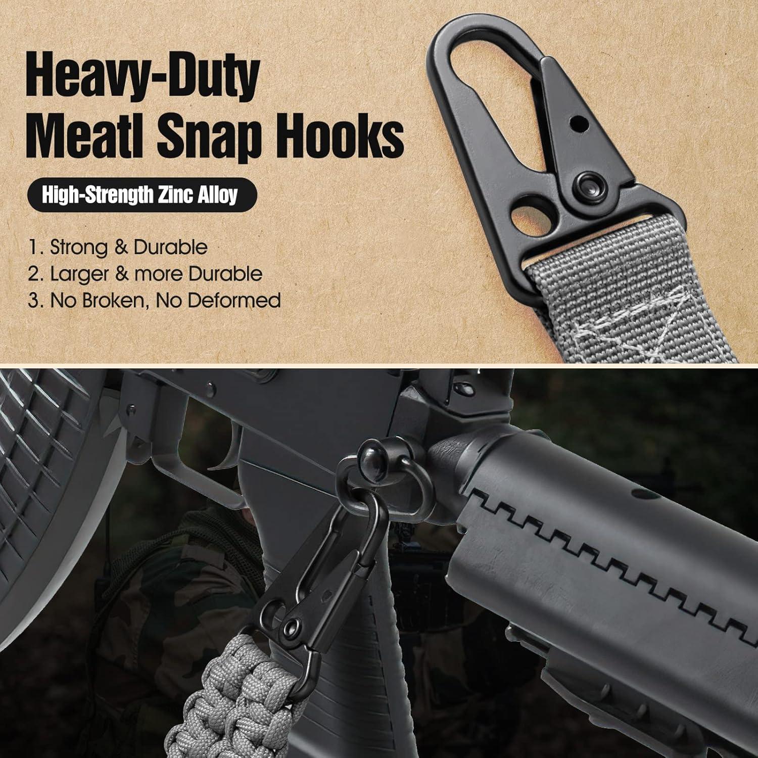 imageVVAAGG 2 Point Sling Adjustable 550 Paracord Sling Strap with Metal HooksGray