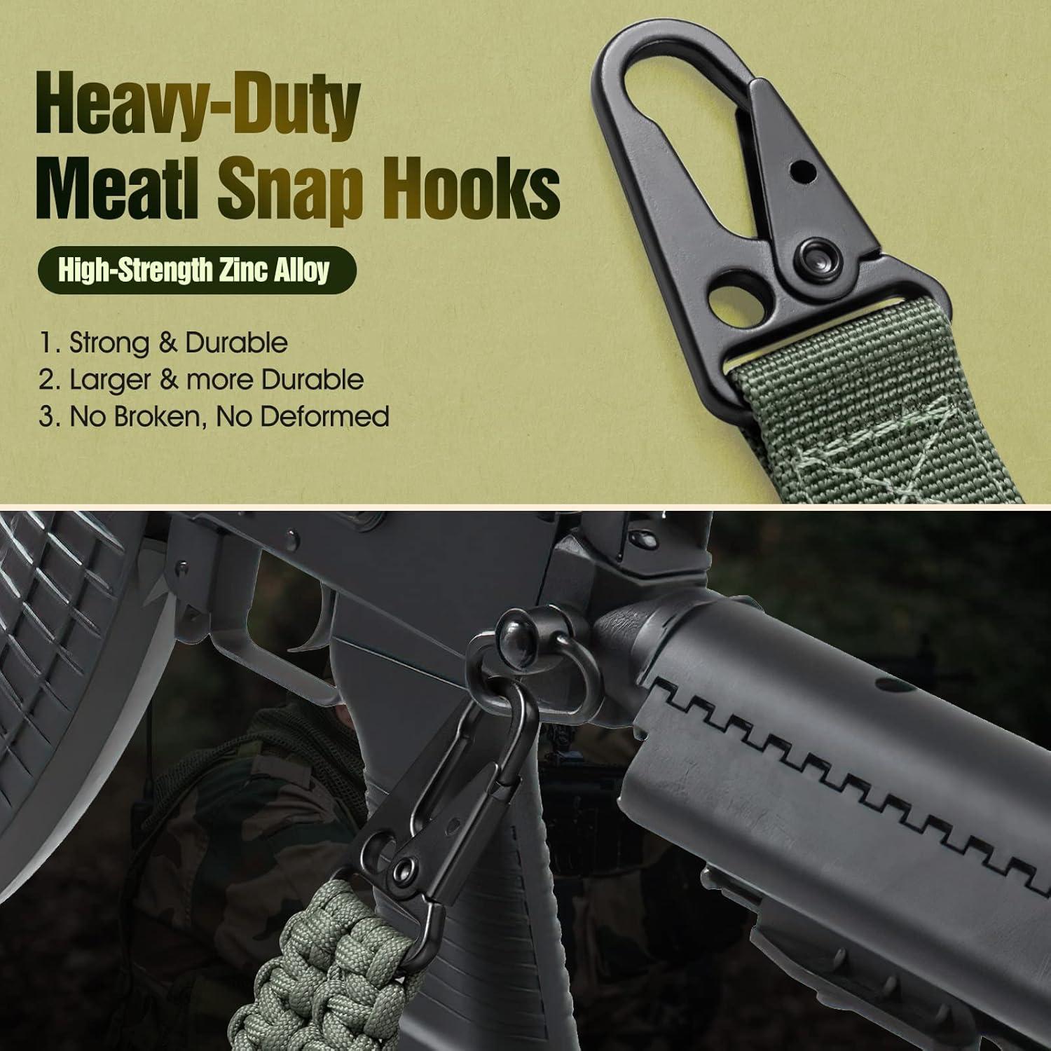 imageVVAAGG 2 Point Sling Adjustable 550 Paracord Sling Strap with Metal HooksGreen