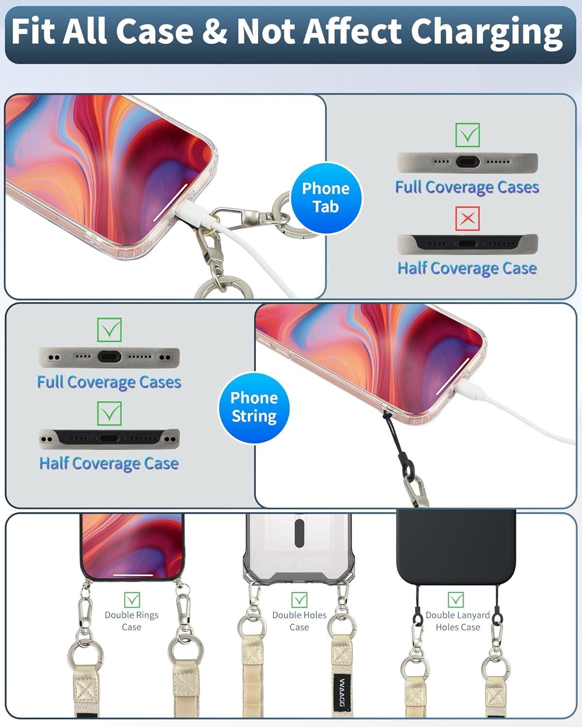 imageVVAAGG Cell Phone Lanyard for iPhone Adjustable Phone Strap Crossbody Neck and Wrist Strap AntiTheft Lanyard Travel Essential Compatible for iPhone Android SmartphonesKhaki