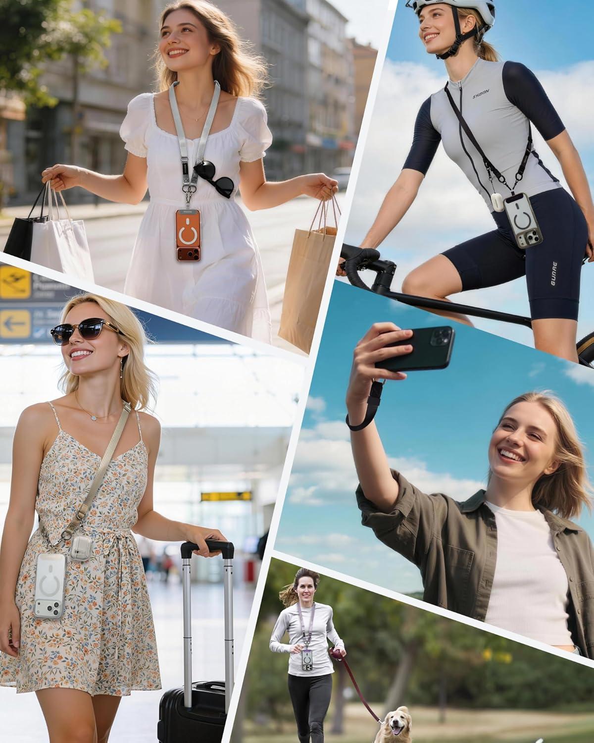 imageVVAAGG Cell Phone Lanyard for iPhone Adjustable Phone Strap Crossbody Neck and Wrist Strap AntiTheft Lanyard Travel Essential Compatible for iPhone Android SmartphonesBlack