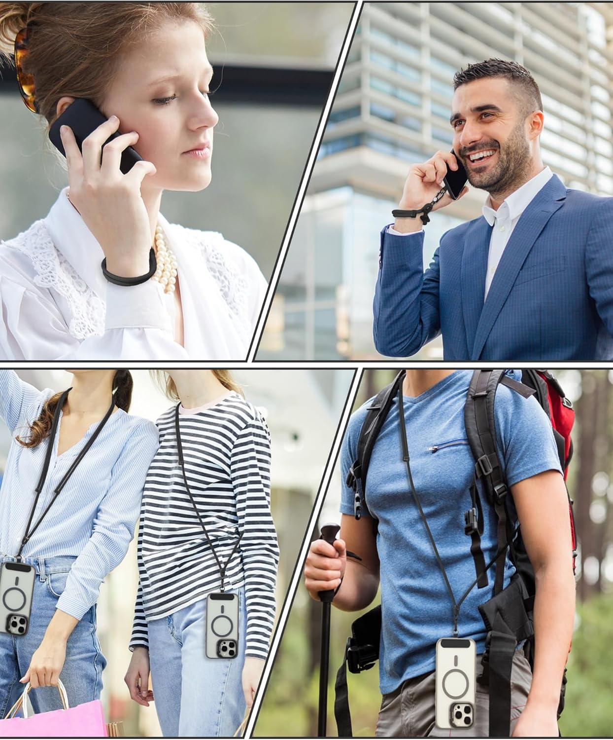 imageVVAAGG Cell Phone Lanyard for iPhone Crossbody Phone Strap and Wrist Strap Most iPhone and Android SmartphonesBlack
