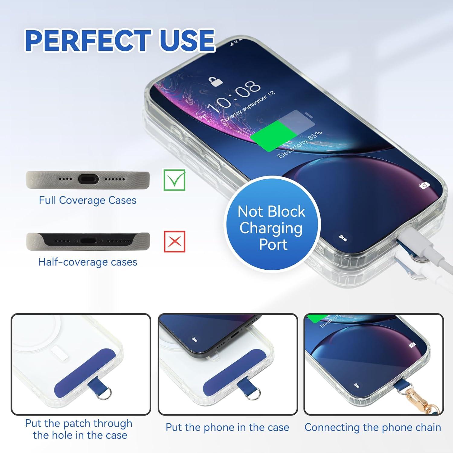 imageVVAAGG Cell Phone Lanyard for iPhone Crossbody Phone Strap and Wrist Strap Most iPhone and Android SmartphonesBlue