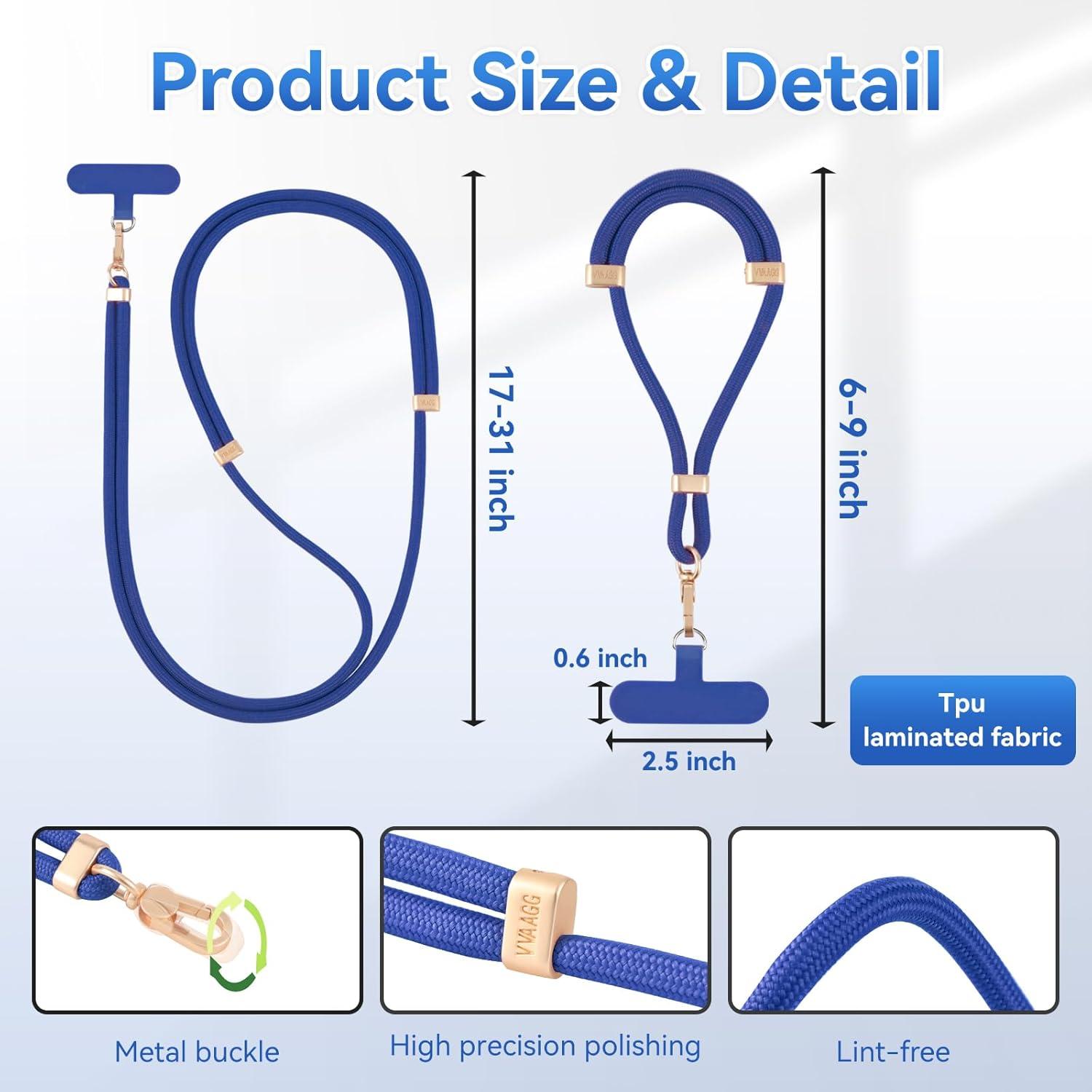 imageVVAAGG Cell Phone Lanyard for iPhone Crossbody Phone Strap and Wrist Strap Most iPhone and Android SmartphonesBlue
