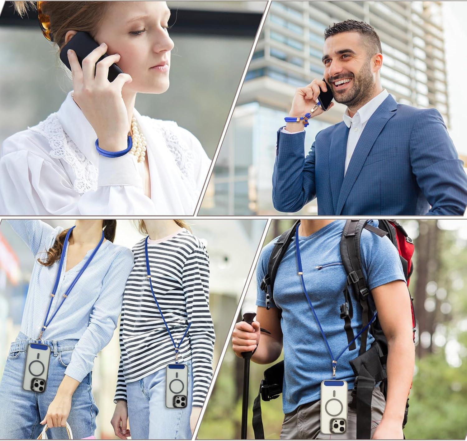 imageVVAAGG Cell Phone Lanyard for iPhone Crossbody Phone Strap and Wrist Strap Most iPhone and Android SmartphonesBlue