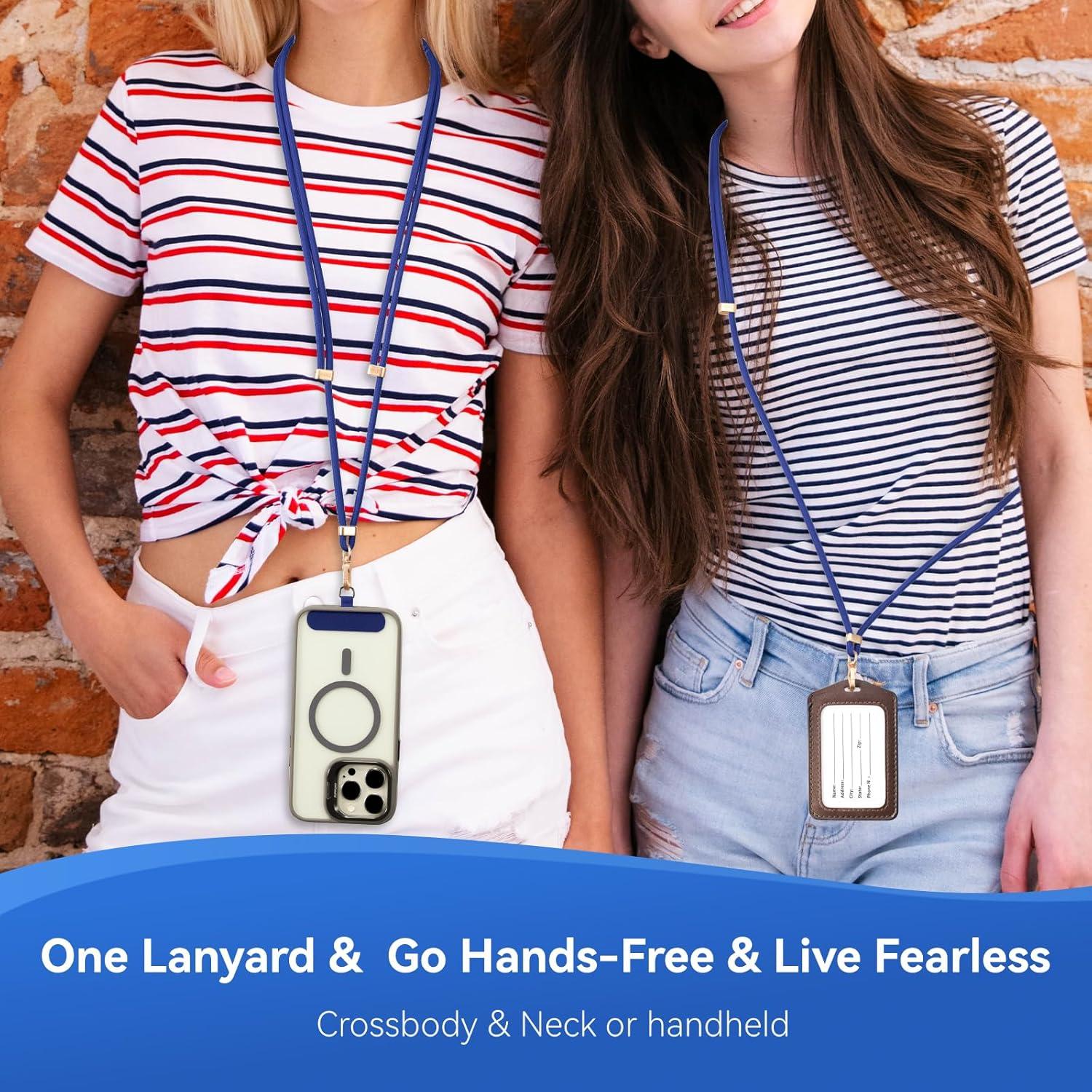 imageVVAAGG Cell Phone Lanyard for iPhone Crossbody Phone Strap and Wrist Strap Most iPhone and Android SmartphonesBlue