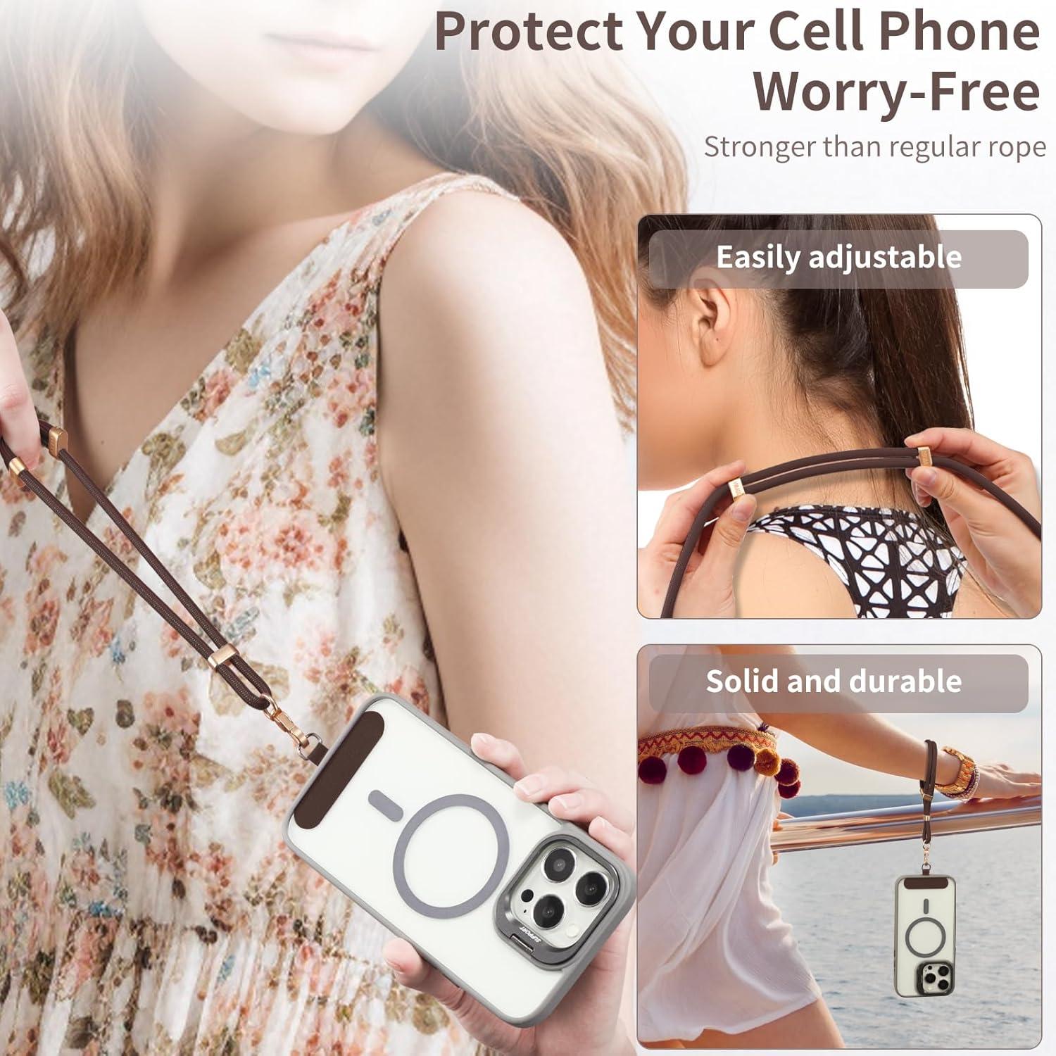 imageVVAAGG Cell Phone Lanyard for iPhone Crossbody Phone Strap and Wrist Strap Most iPhone and Android SmartphonesCoffee