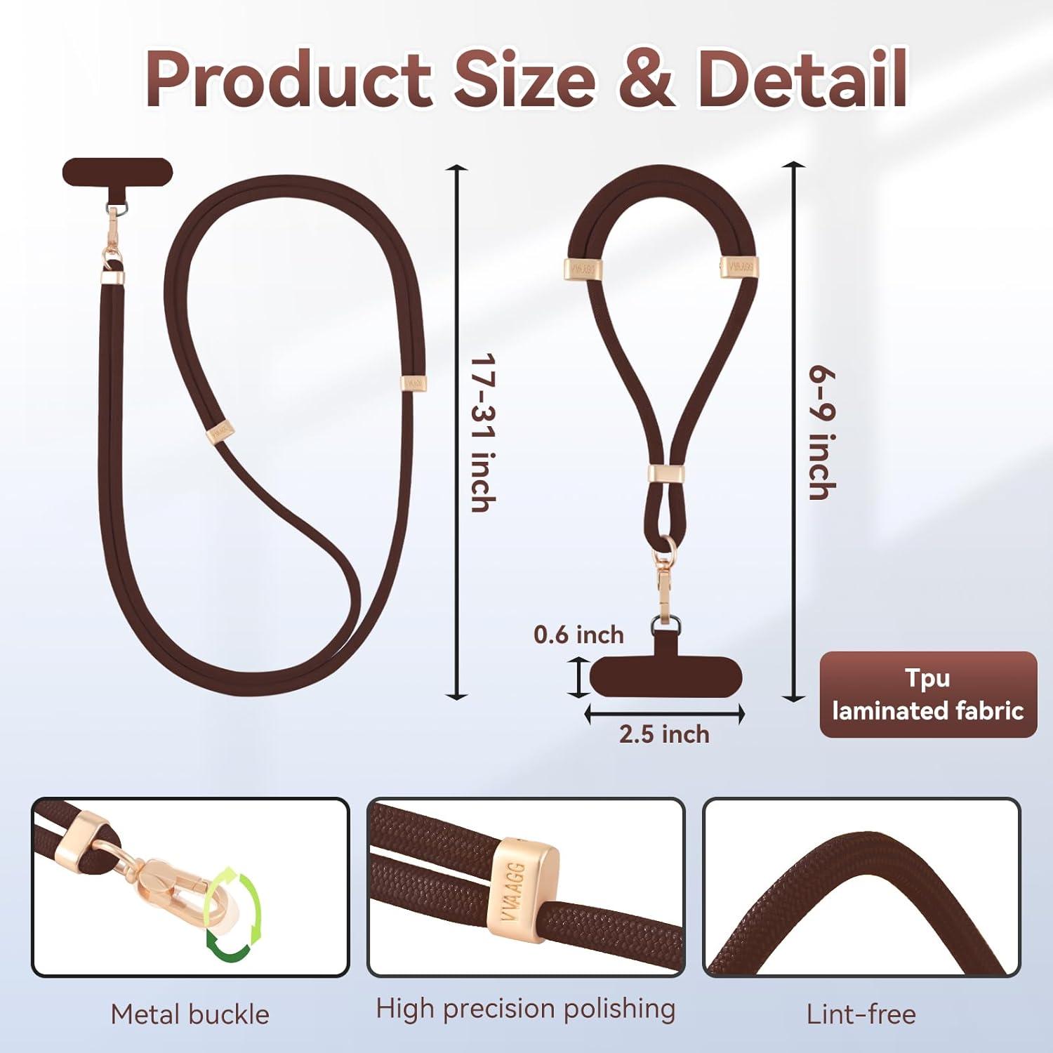 imageVVAAGG Cell Phone Lanyard for iPhone Crossbody Phone Strap and Wrist Strap Most iPhone and Android SmartphonesCoffee