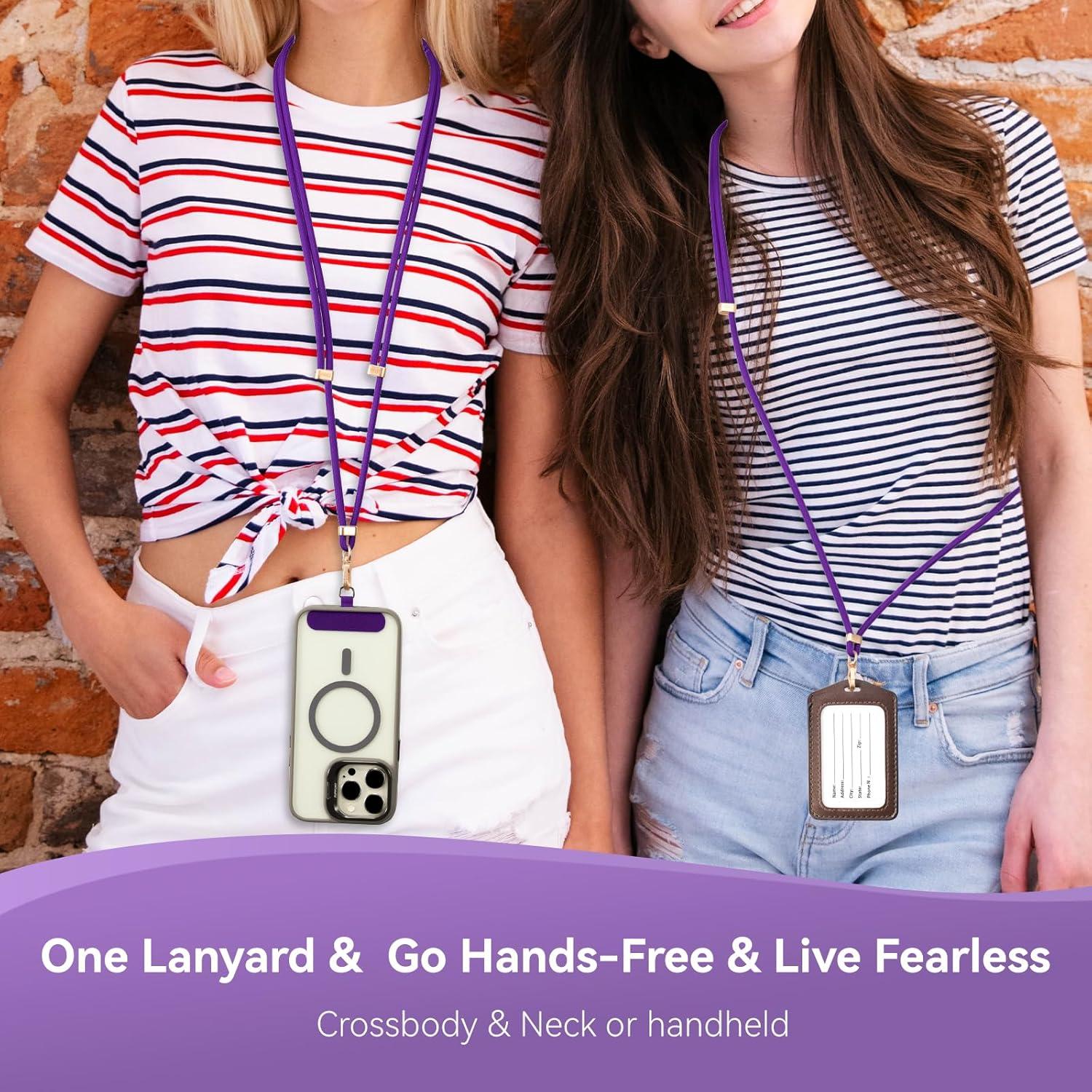 imageVVAAGG Cell Phone Lanyard for iPhone Crossbody Phone Strap and Wrist Strap Most iPhone and Android SmartphonesDkpurple