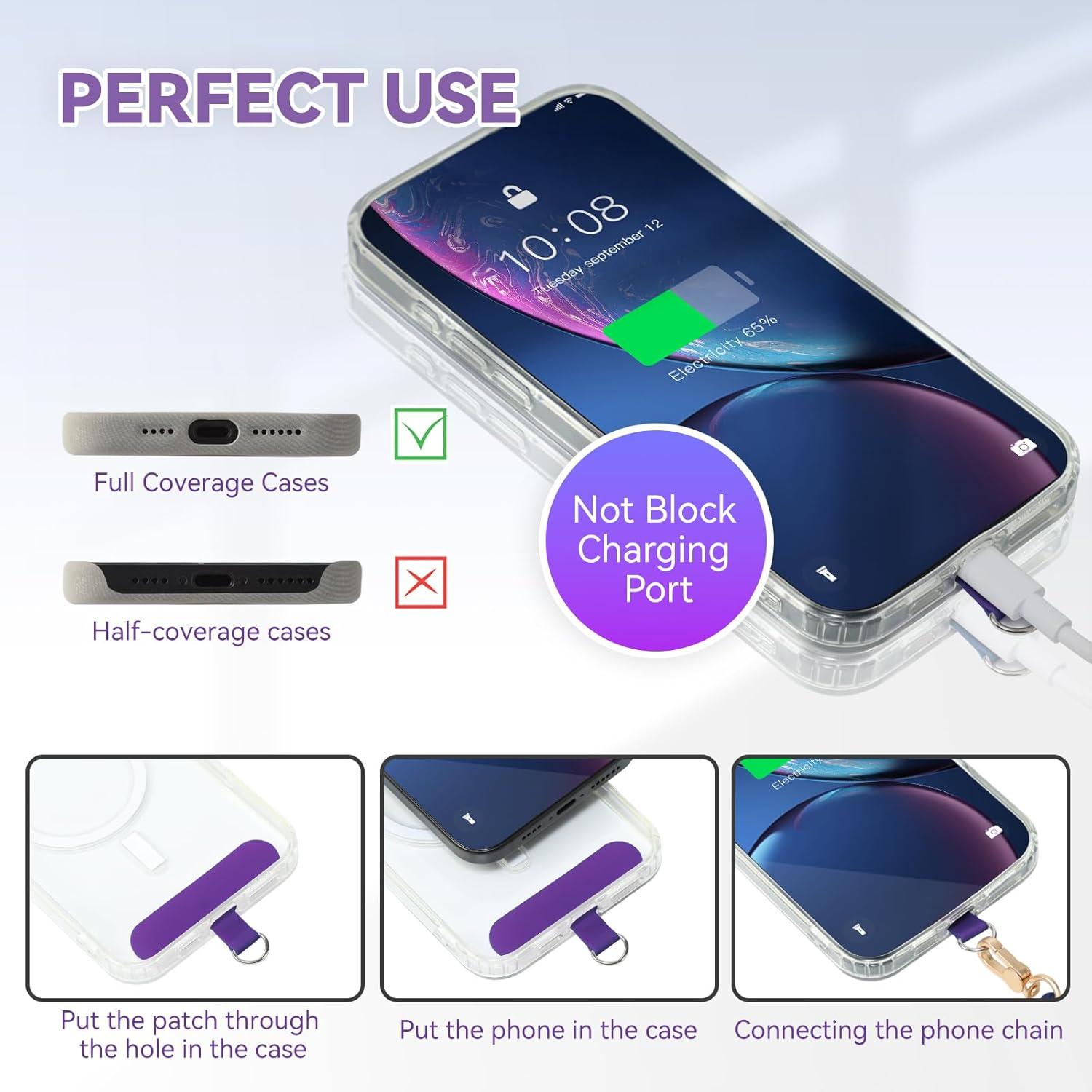 imageVVAAGG Cell Phone Lanyard for iPhone Crossbody Phone Strap and Wrist Strap Most iPhone and Android SmartphonesDkpurple
