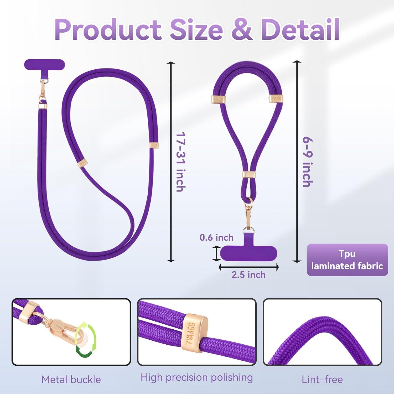imageVVAAGG Cell Phone Lanyard for iPhone Crossbody Phone Strap and Wrist Strap Most iPhone and Android SmartphonesDkpurple