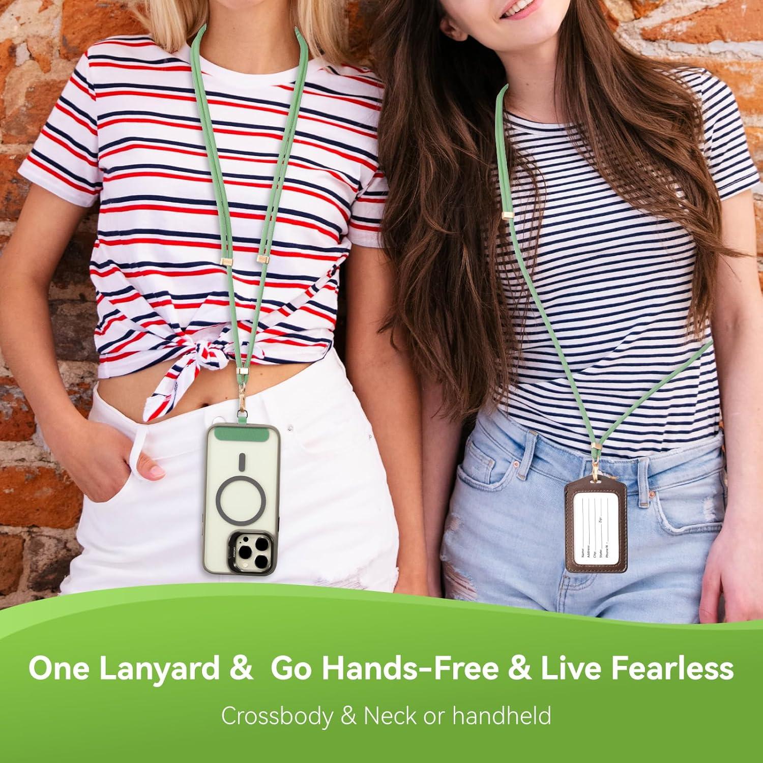 imageVVAAGG Cell Phone Lanyard for iPhone Crossbody Phone Strap and Wrist Strap Most iPhone and Android SmartphonesGreen