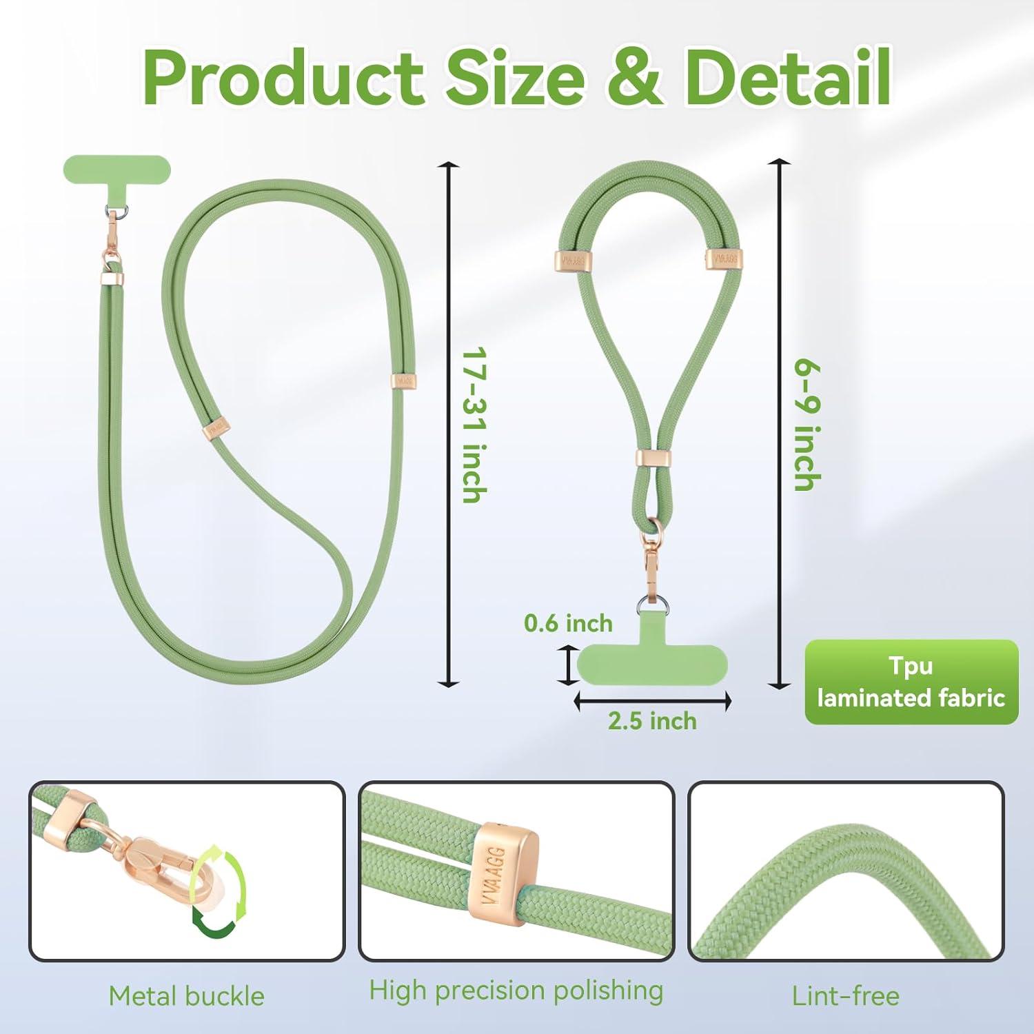 imageVVAAGG Cell Phone Lanyard for iPhone Crossbody Phone Strap and Wrist Strap Most iPhone and Android SmartphonesGreen