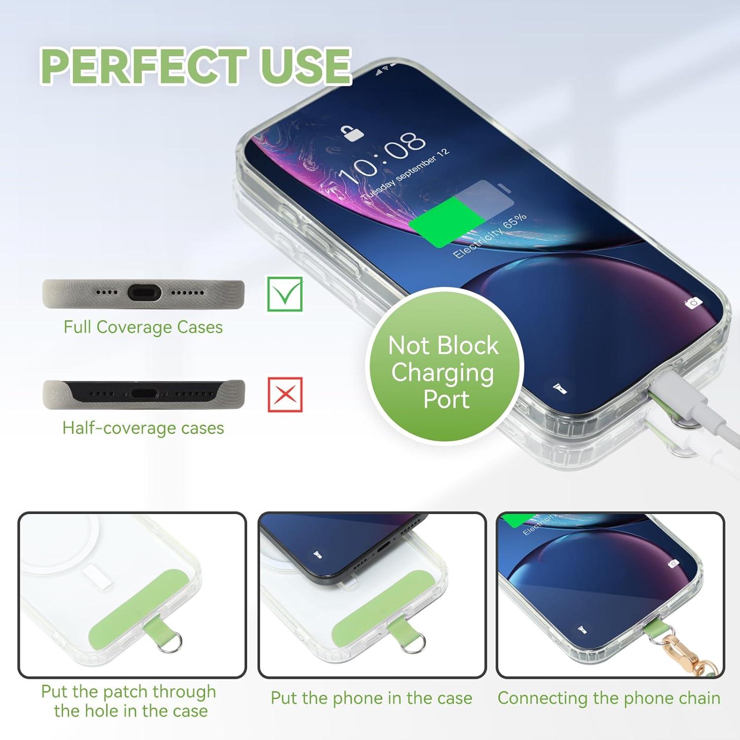 imageVVAAGG Cell Phone Lanyard for iPhone Crossbody Phone Strap and Wrist Strap Most iPhone and Android SmartphonesGreen