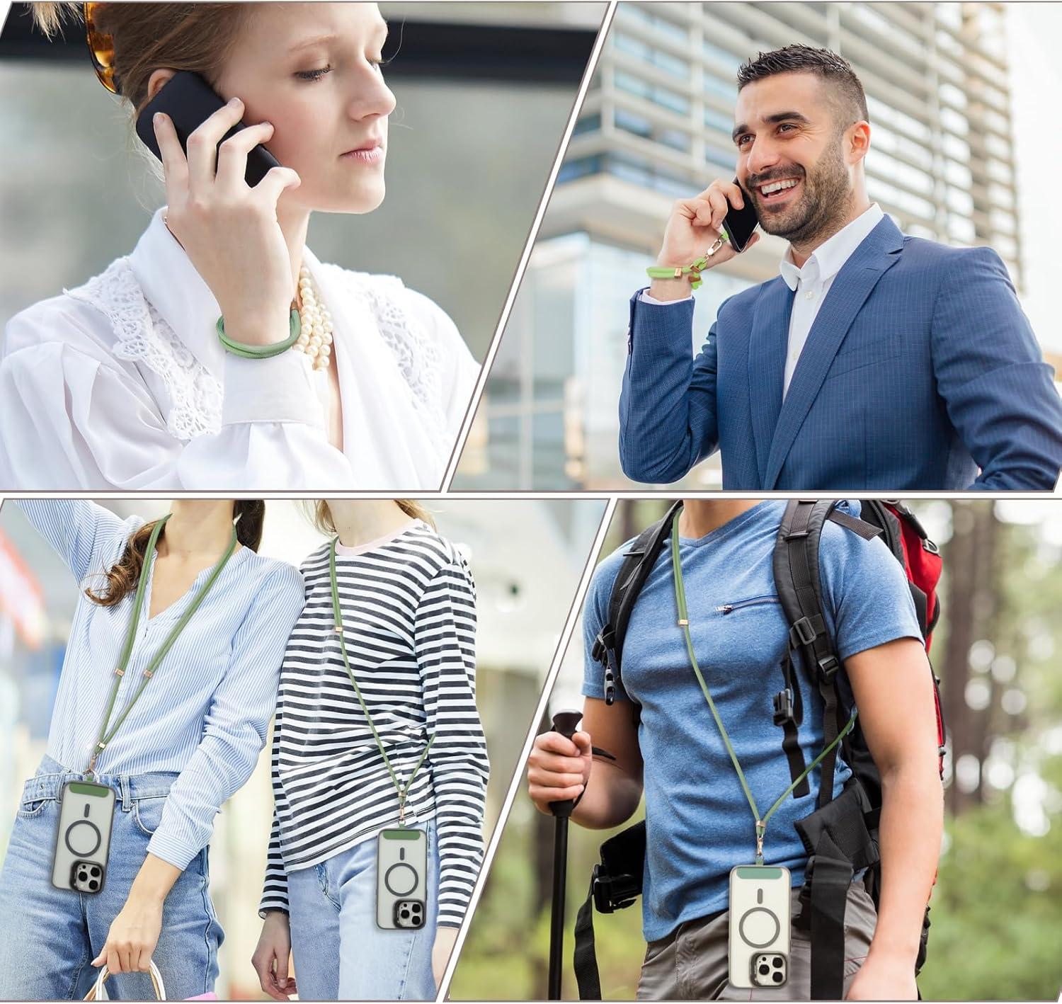 imageVVAAGG Cell Phone Lanyard for iPhone Crossbody Phone Strap and Wrist Strap Most iPhone and Android SmartphonesGreen